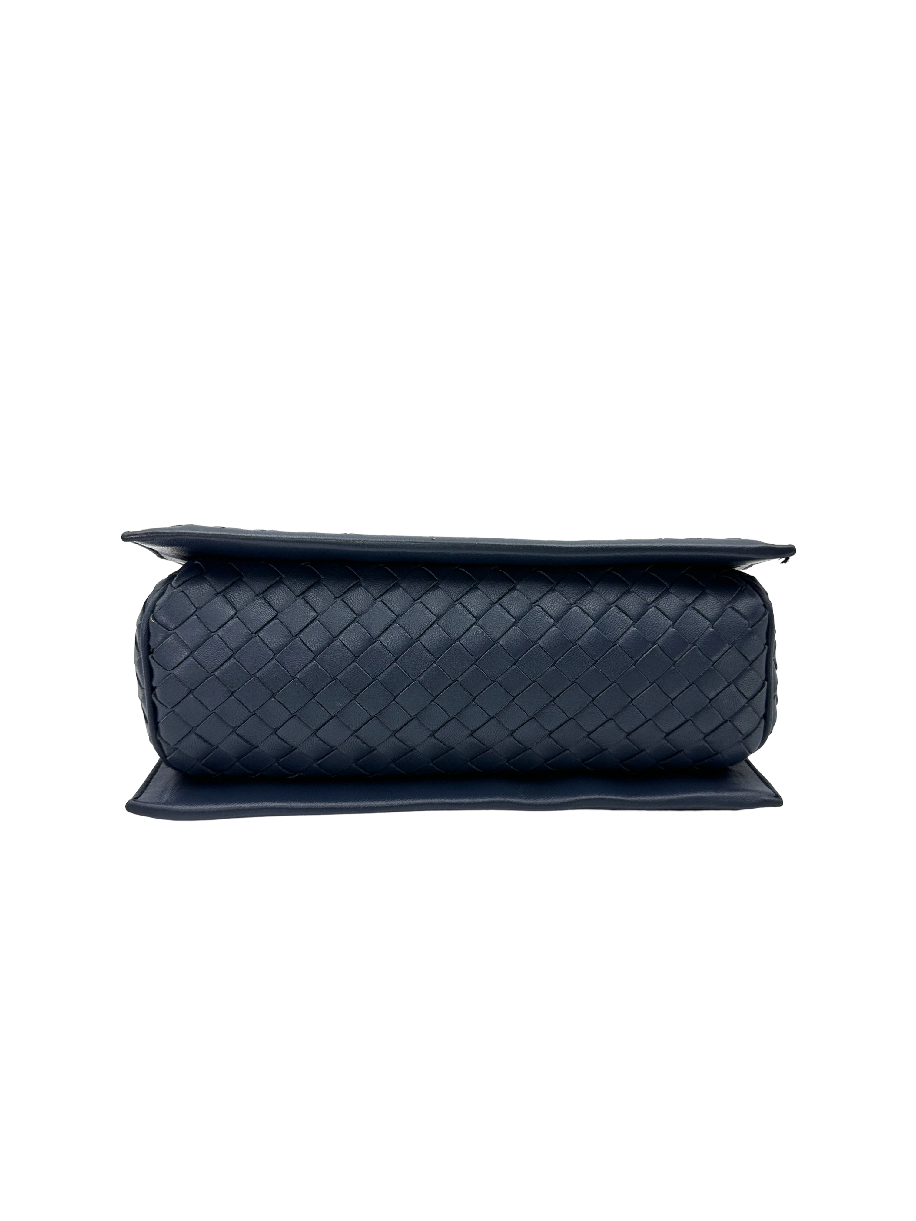 Bottega Veneta Navy Intrecciato Shoulder Bag BV144