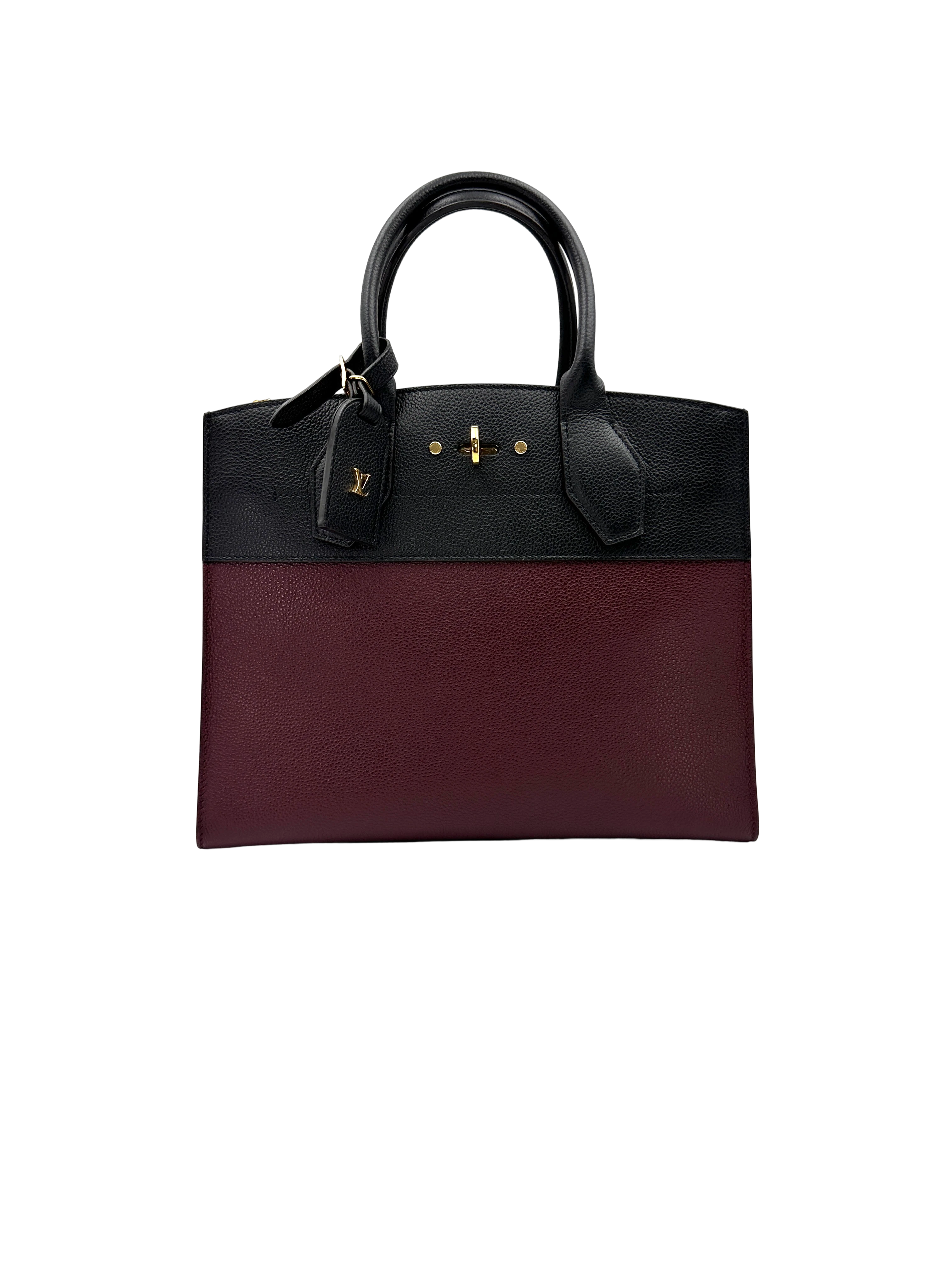 Louis Vuitton City Steamer Black/Red Taurillon Leather Handle Bag LV3342