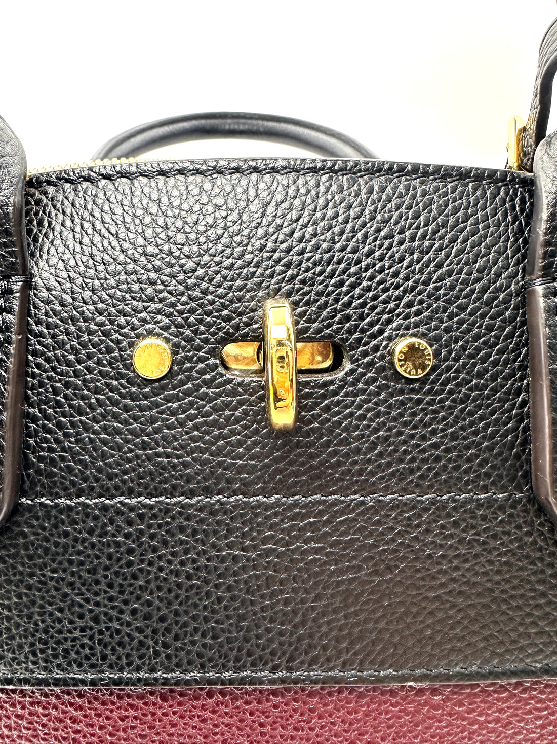 Louis Vuitton City Steamer Black/Red Taurillon Leather Handle Bag LV3342