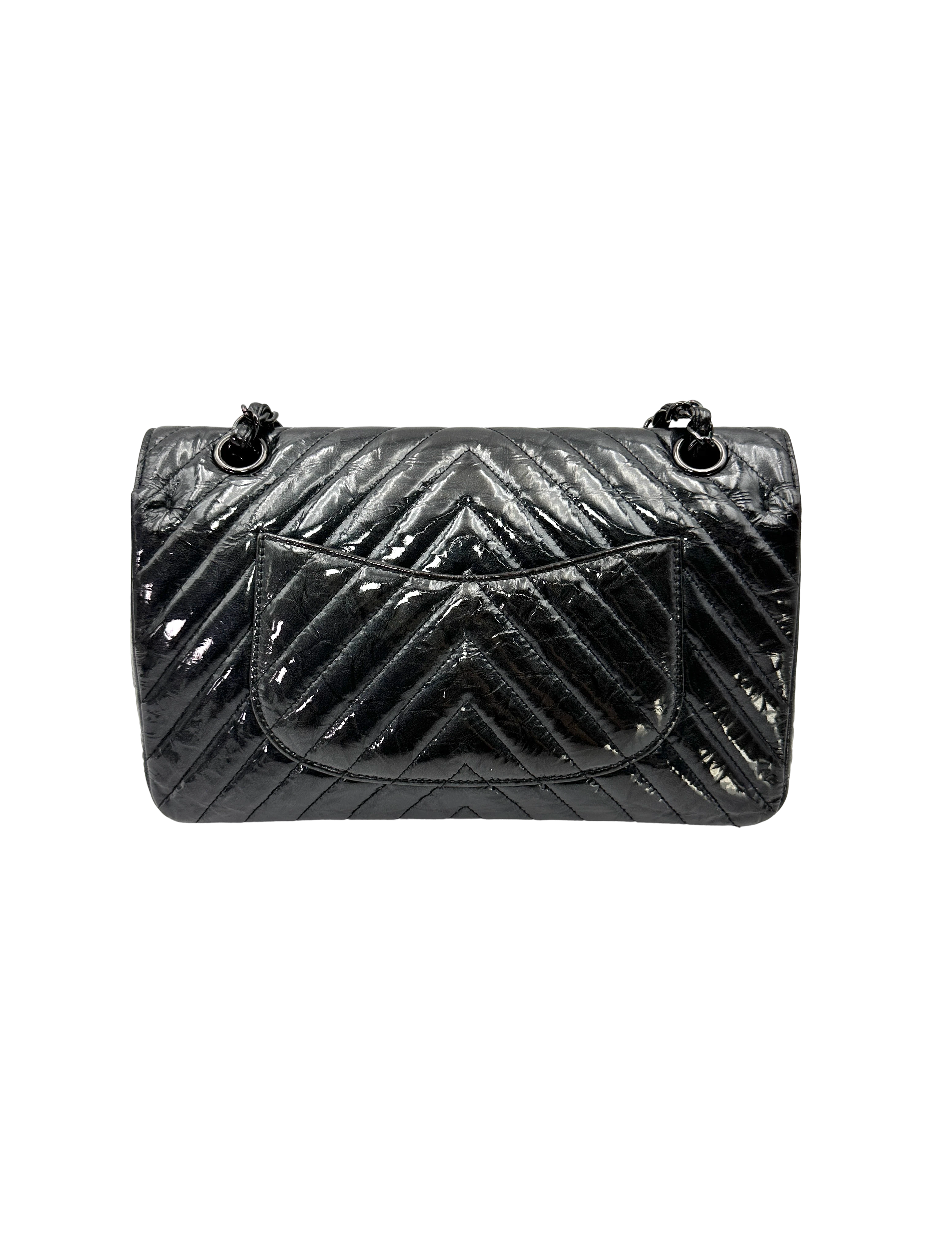 Chanel Classic Flap So Black Chevron Quilted Leather Medium Size Shoulder Bag(26***02) CC2576