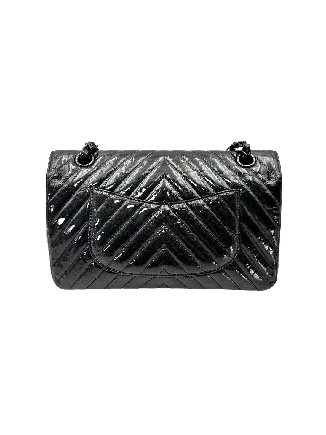 Chanel Classic Flap So Black Chevron Quilted Leather Medium Size Shoulder Bag(26***02) CC2576