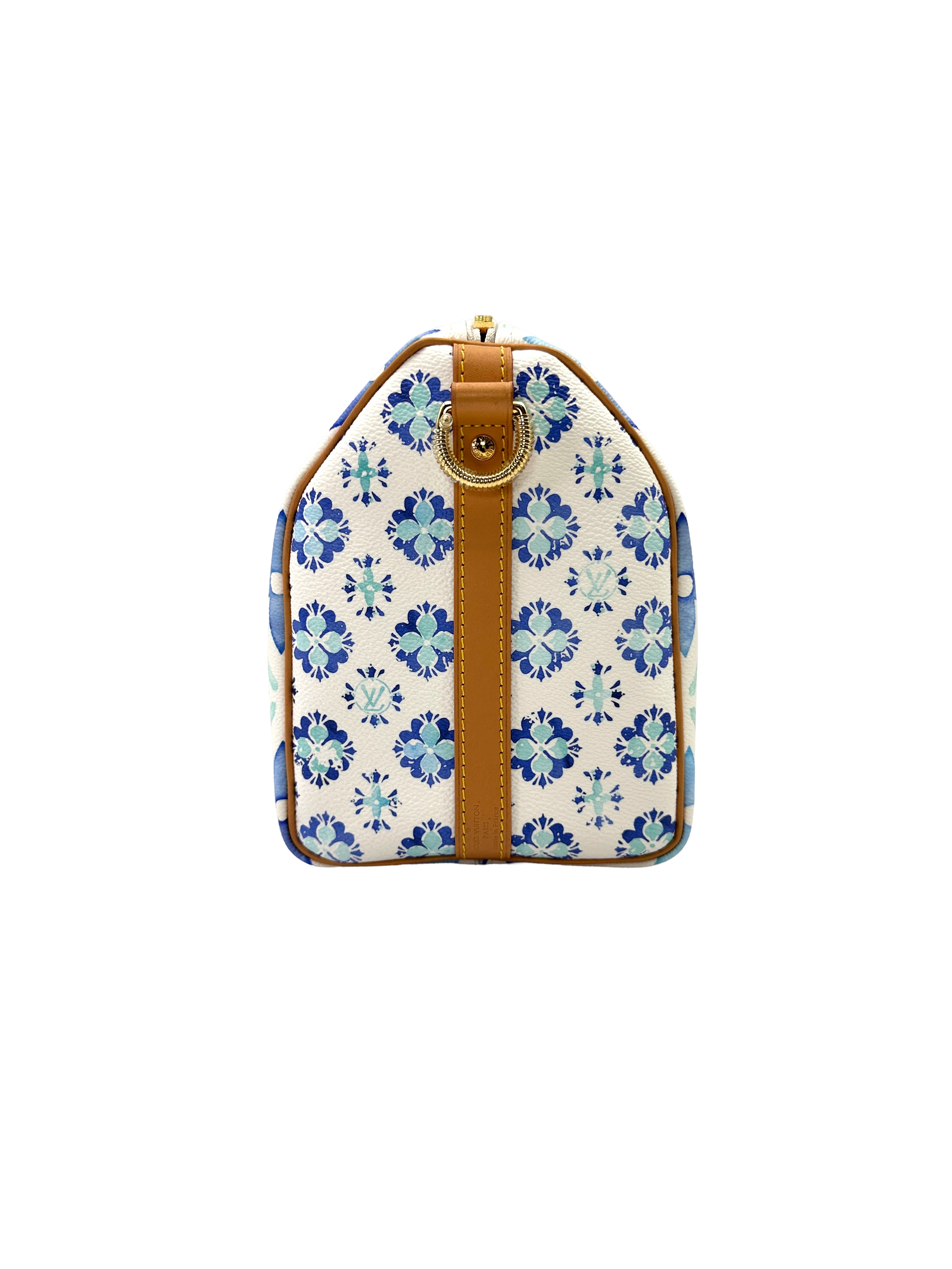 Louis Vuitton Speedy25 Blue/White Monogram Tiles Canvas Handle Bag IRIS273