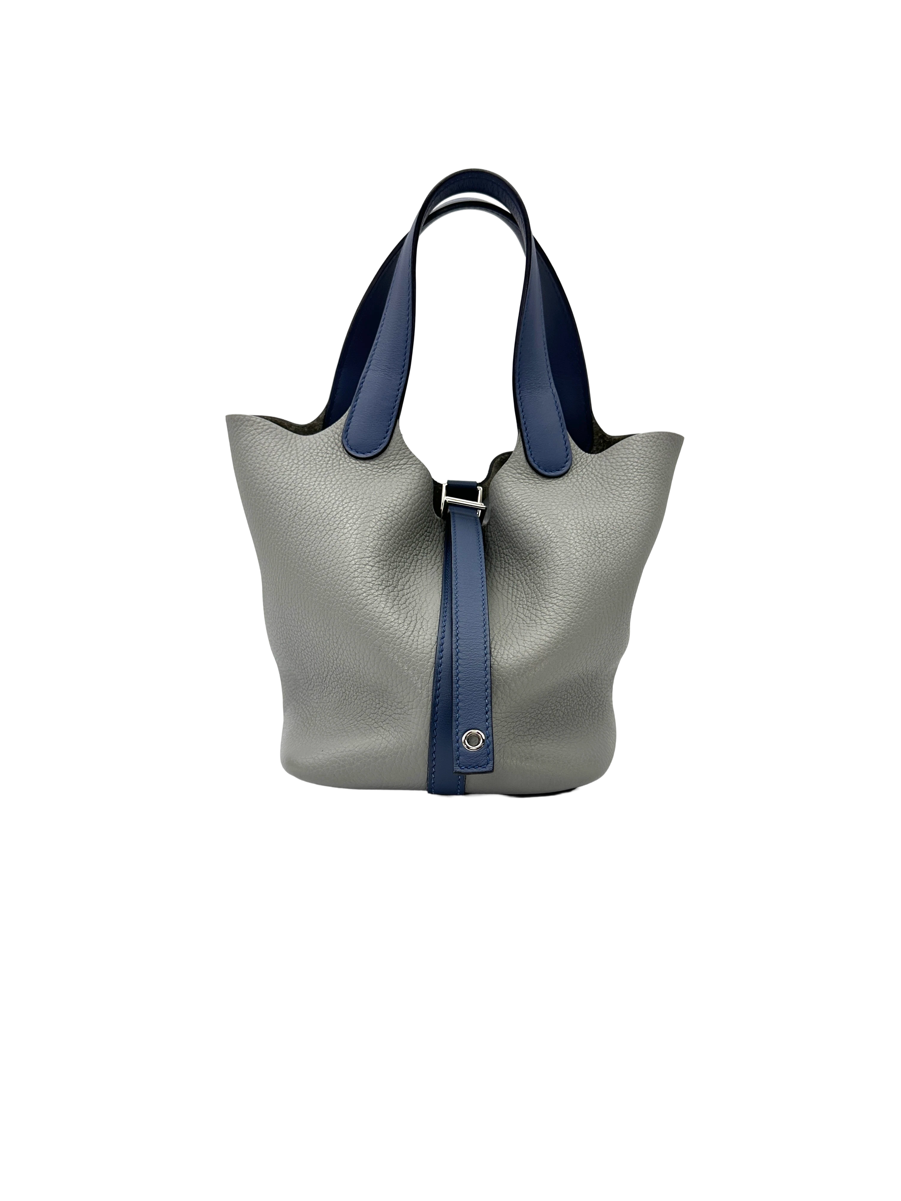 Hermes Picotin Blue/Grey Leather Handle Bag HR186