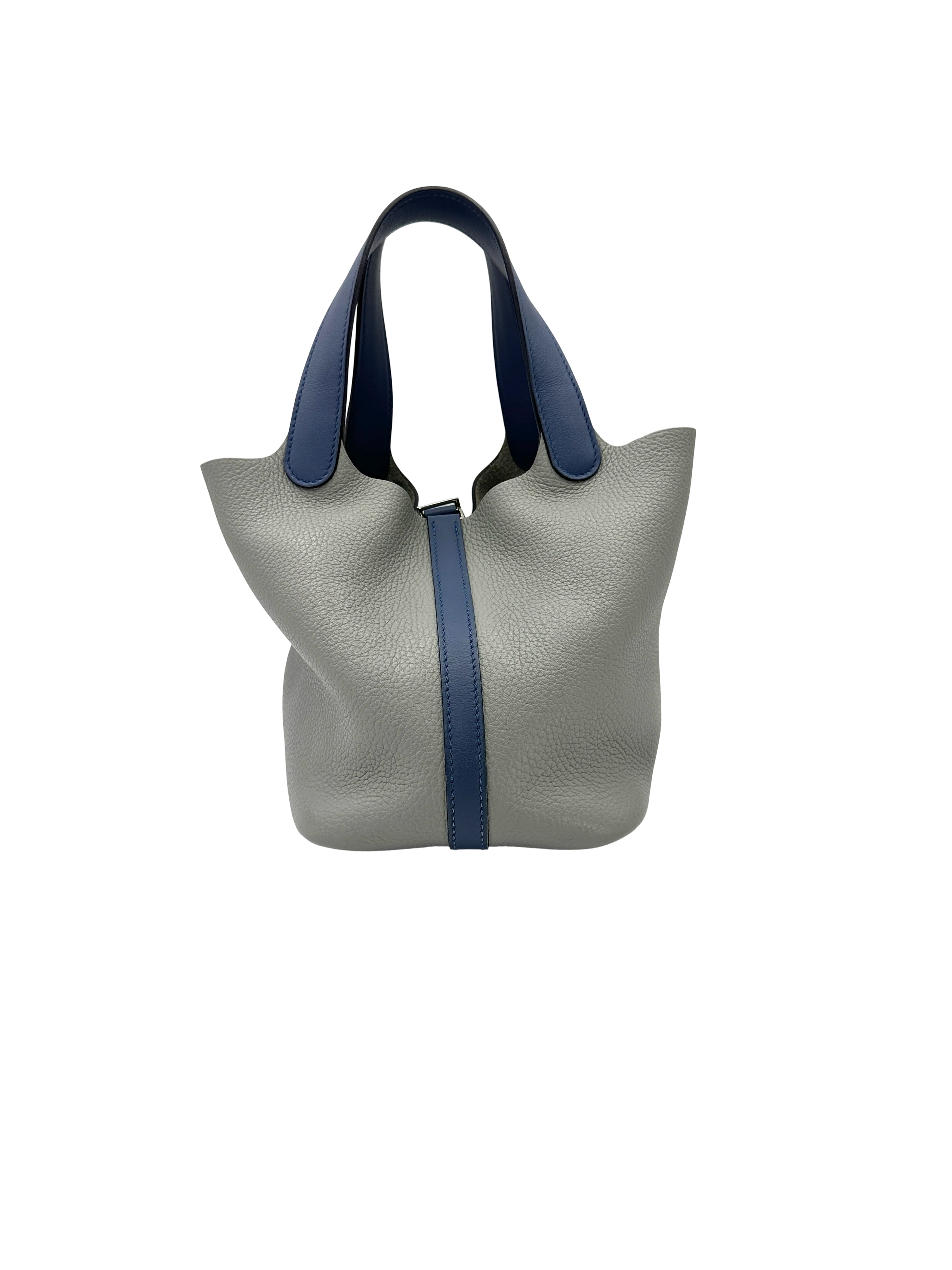 Hermes Picotin Blue/Grey Leather Handle Bag HR186