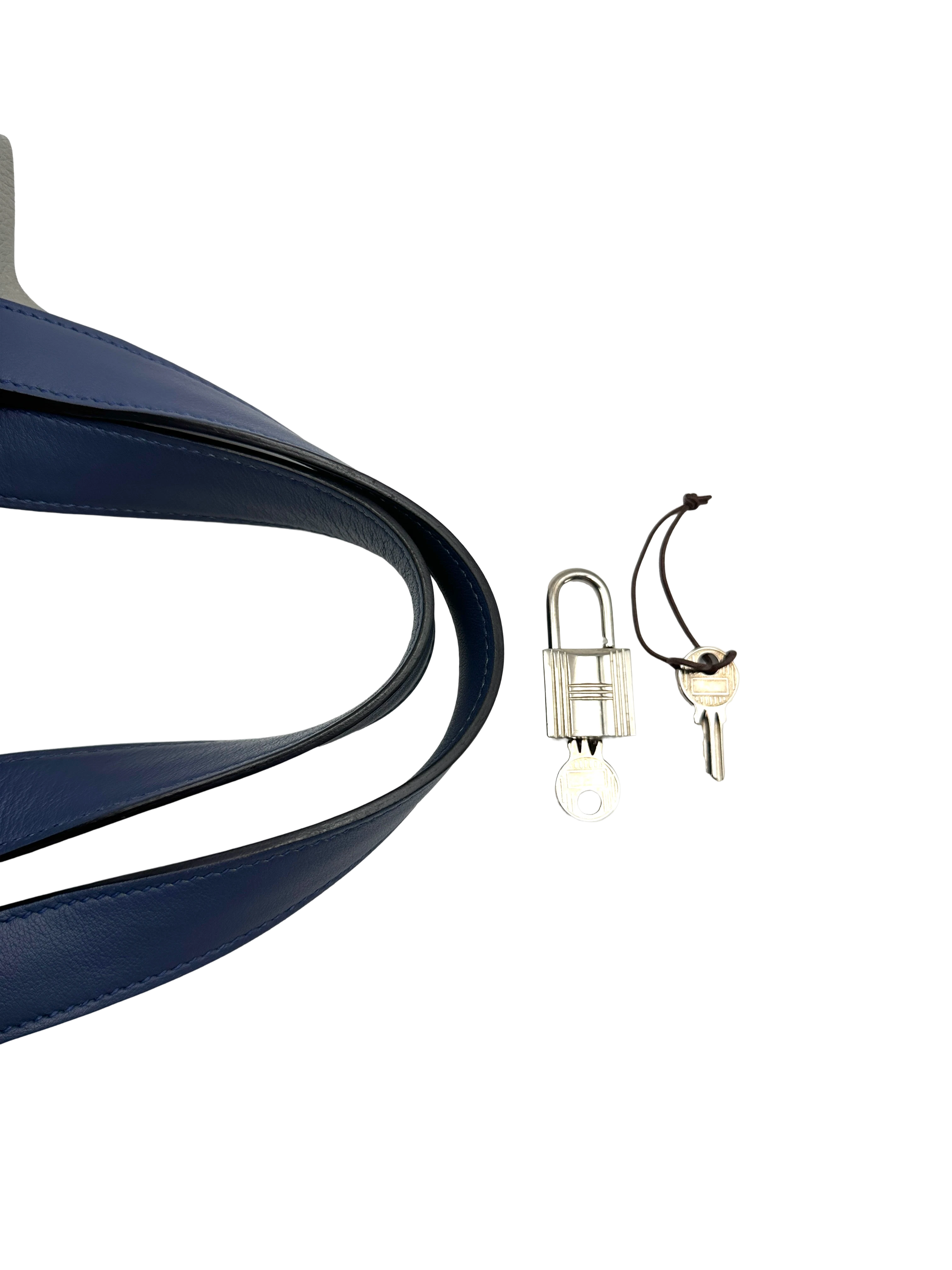 Hermes Picotin Blue/Grey Leather Handle Bag HR186