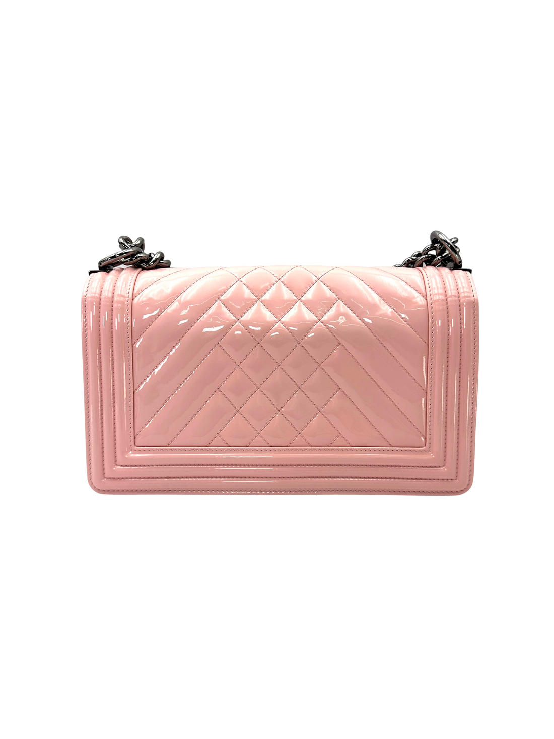 Chanel LeBoy Pink Quilted Patent Leather Medium Size Flap Bag(19***30) CC2578