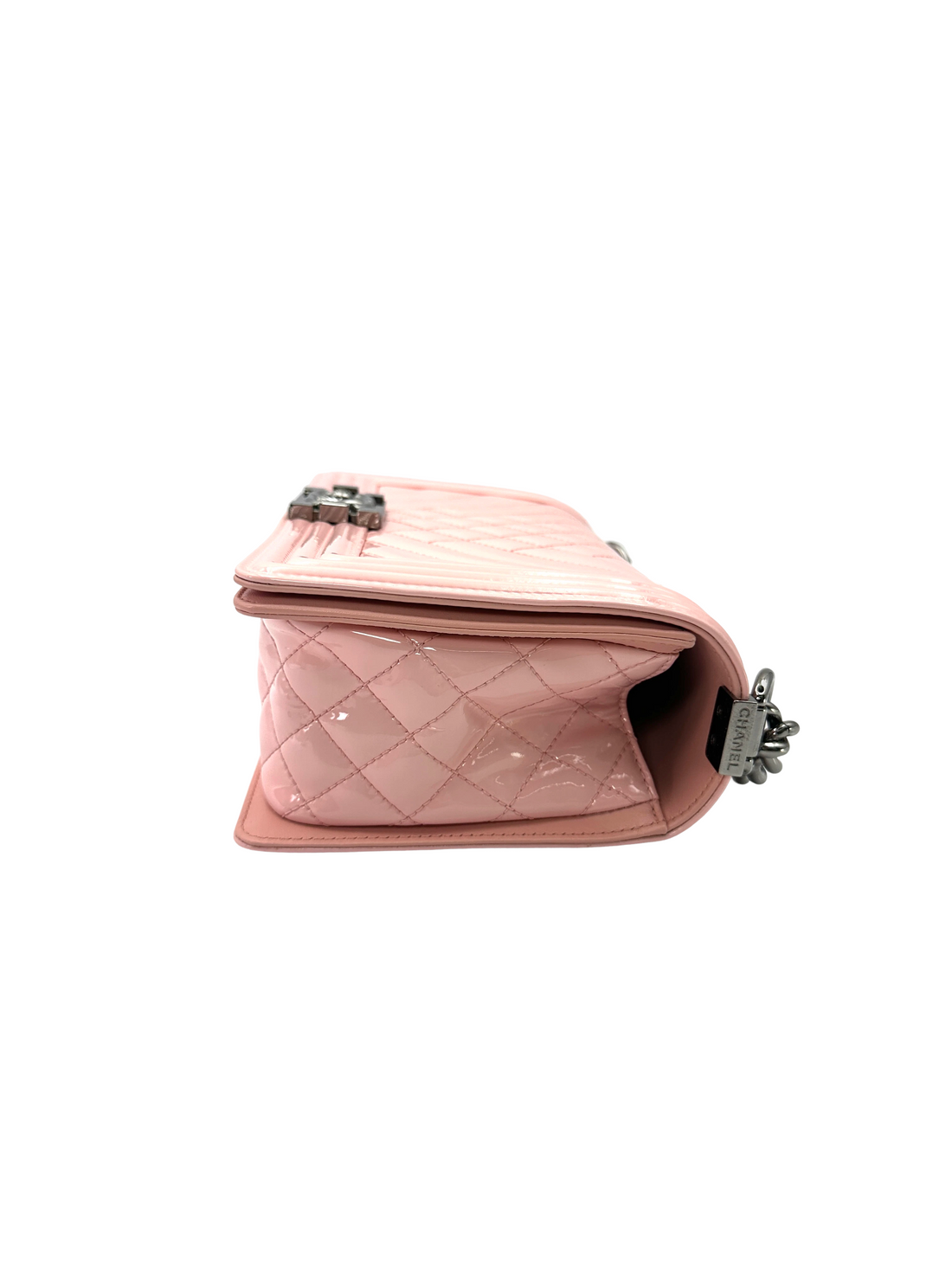 Chanel LeBoy Pink Quilted Patent Leather Medium Size Flap Bag(19***30) CC2578