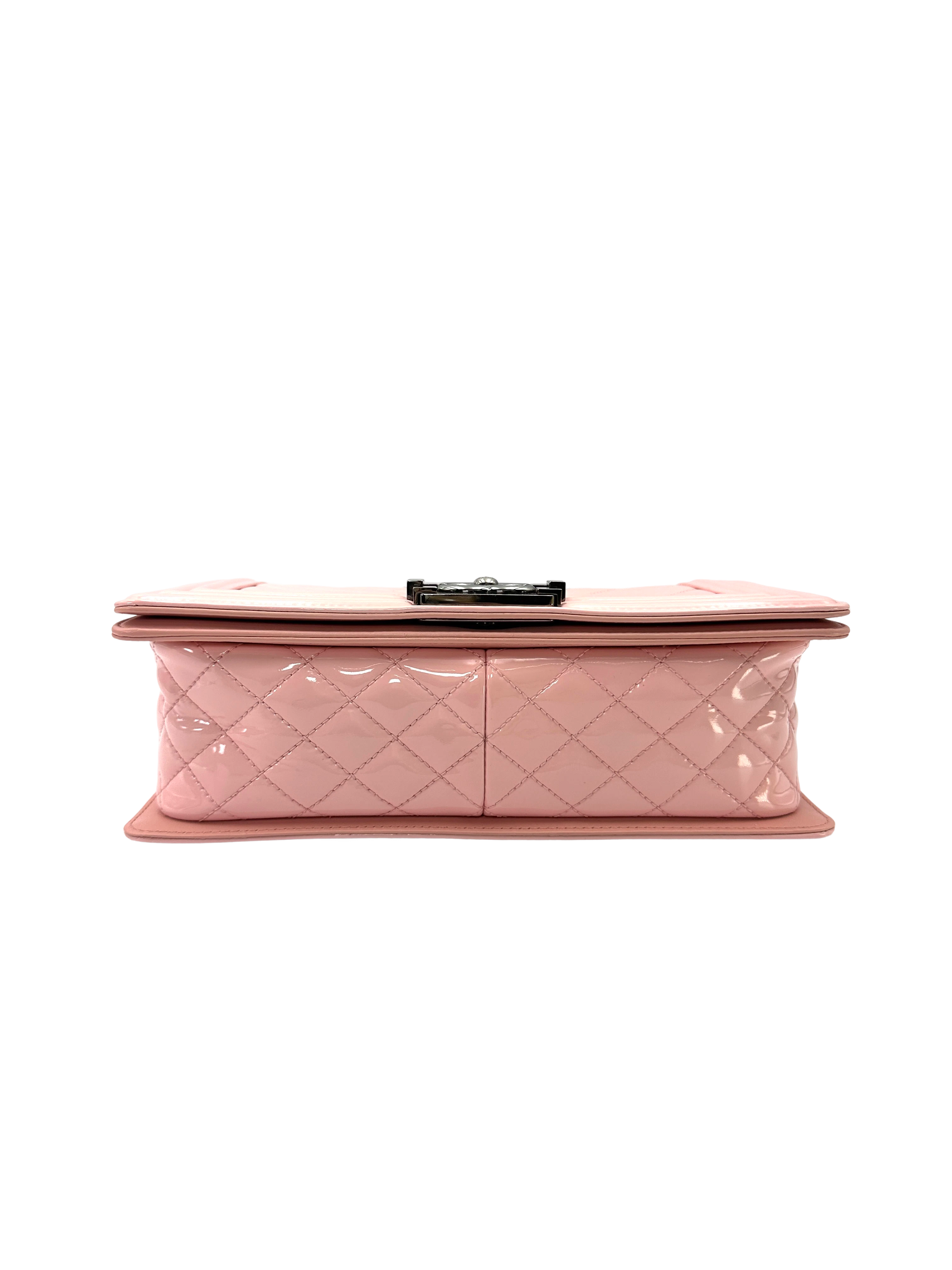 Chanel LeBoy Pink Quilted Patent Leather Medium Size Flap Bag(19***30) CC2578