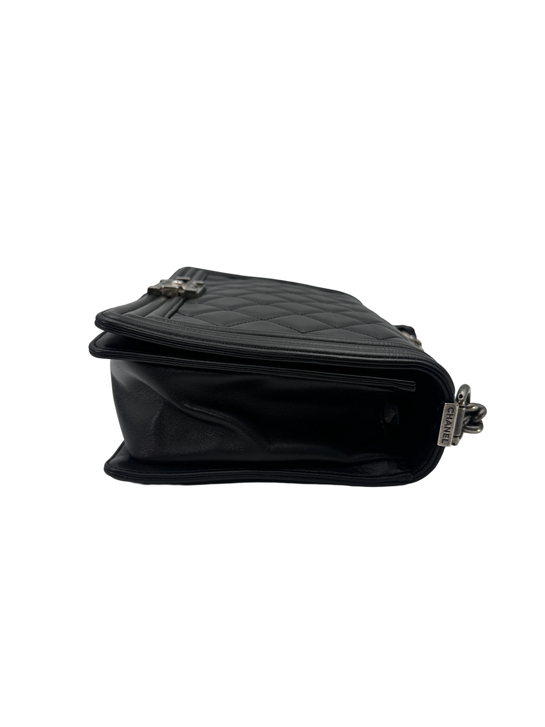Chanel LeBoy Black Quilted Leather Large Size Flap Bag With Silver Buckle(19***17) CC2574