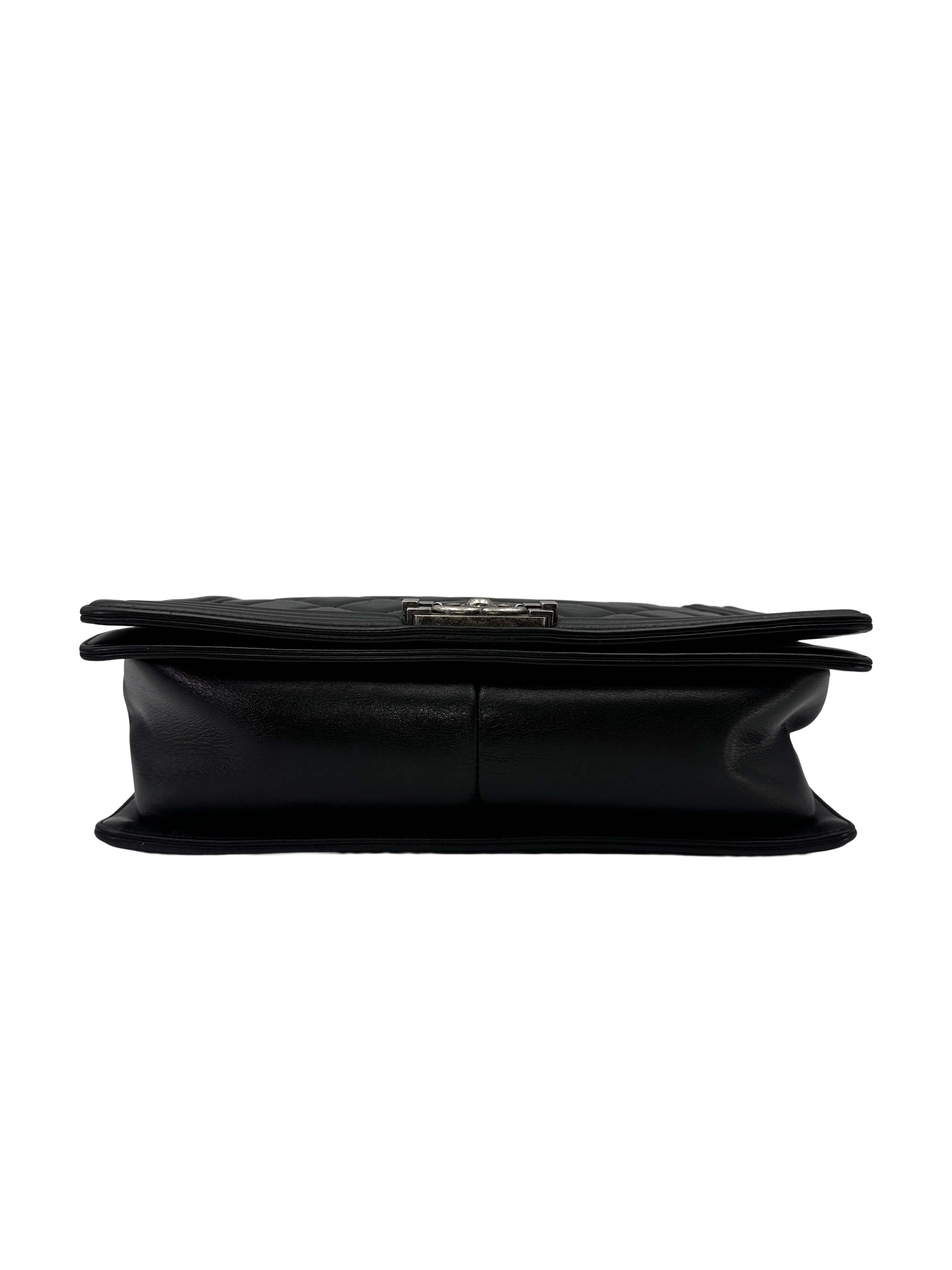 Chanel LeBoy Black Quilted Leather Large Size Flap Bag With Silver Buckle(19***17) CC2574