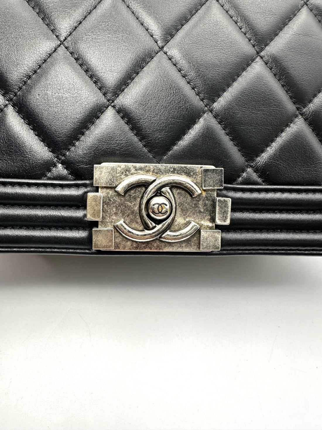 Chanel LeBoy Black Quilted Leather Large Size Flap Bag With Silver Buckle(19***17) CC2574