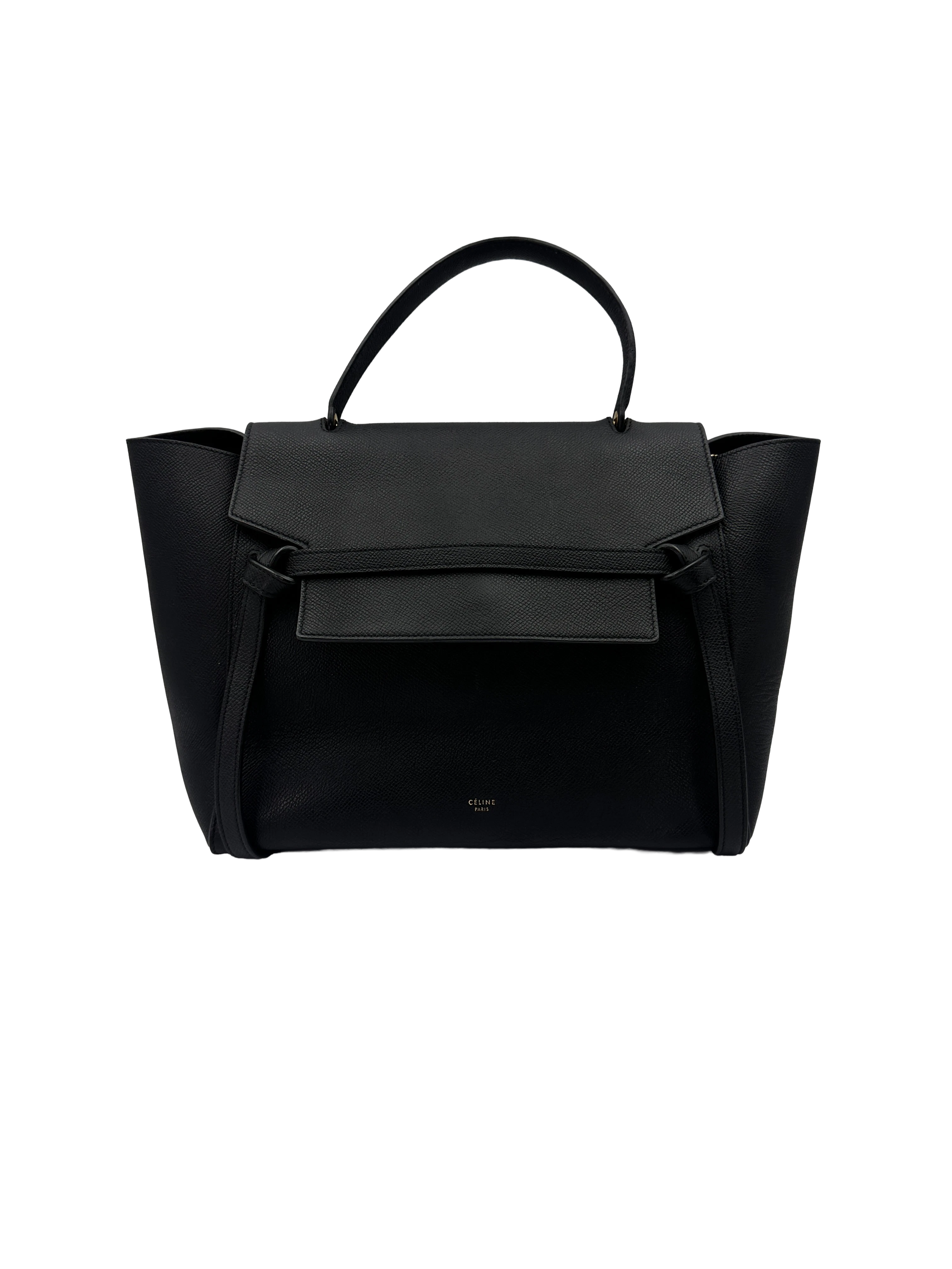 Celine Black Leather Belt Handle Bag CE193