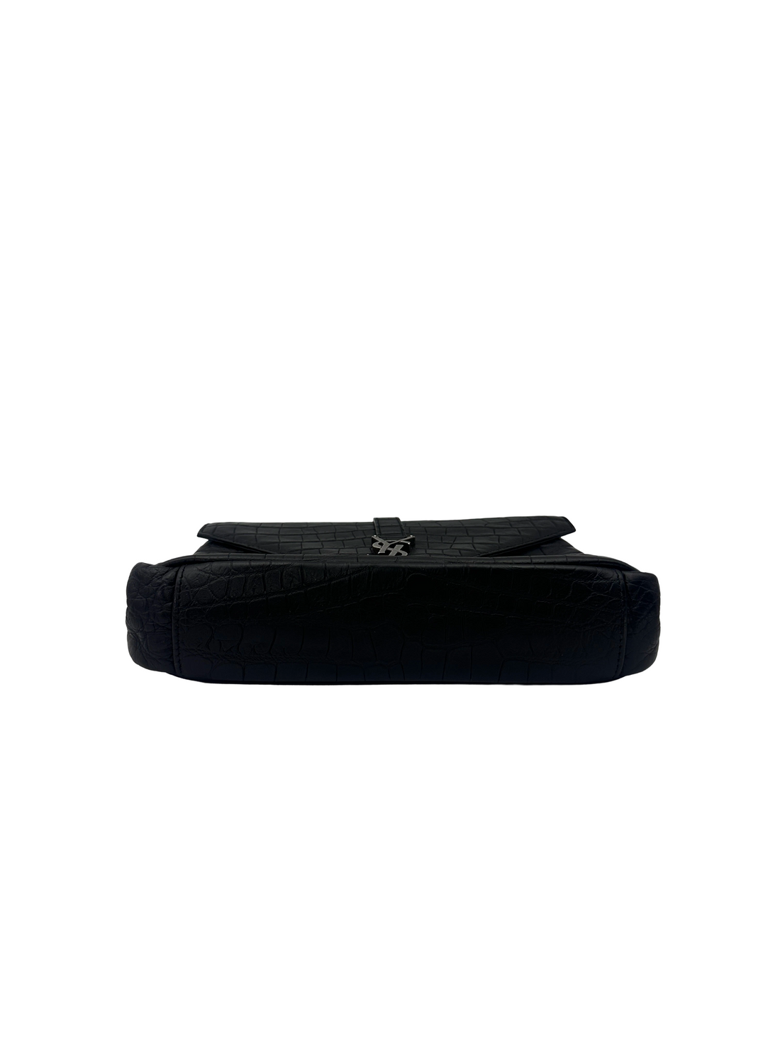 Saint Laurent College Black Crocodile-Embossed Leather Shoulder Bag SL299