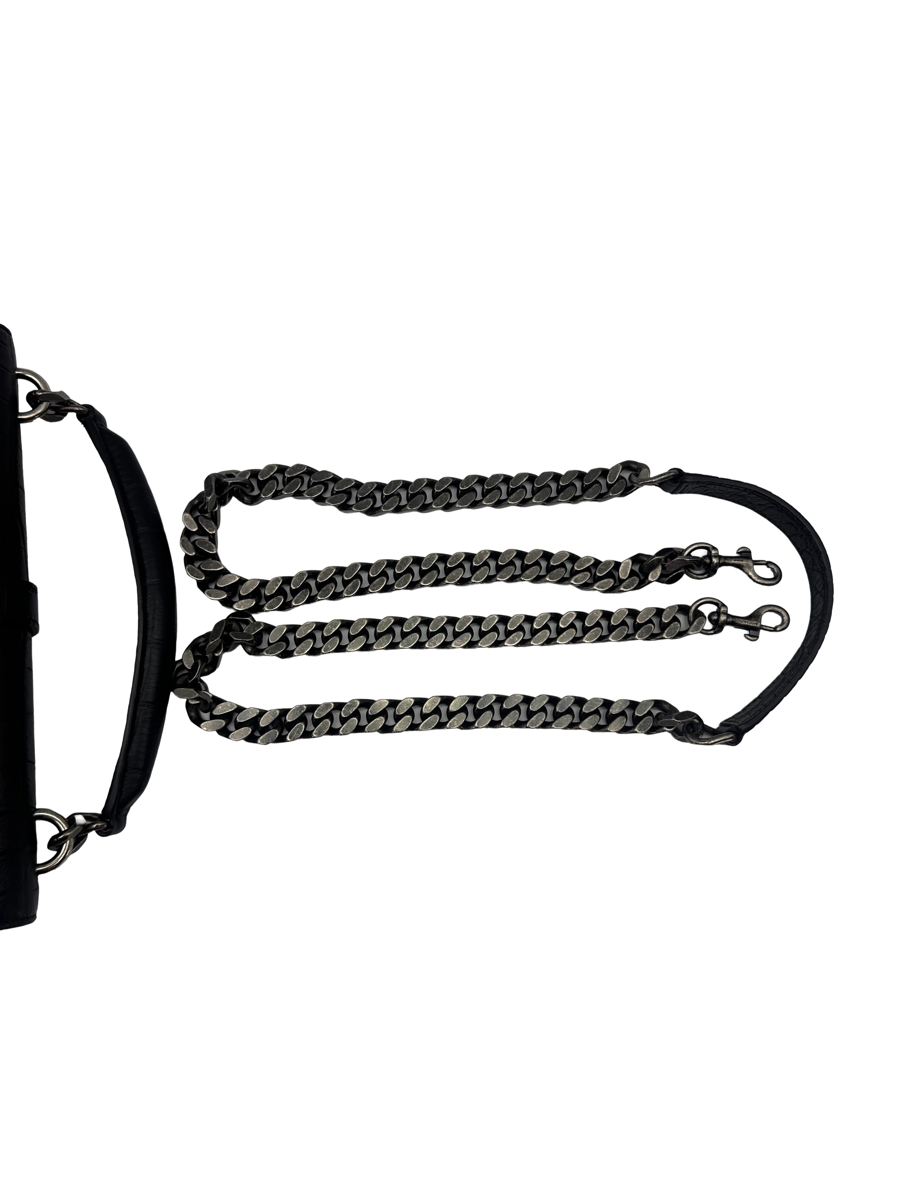 Saint Laurent College Black Crocodile-Embossed Leather Shoulder Bag SL299