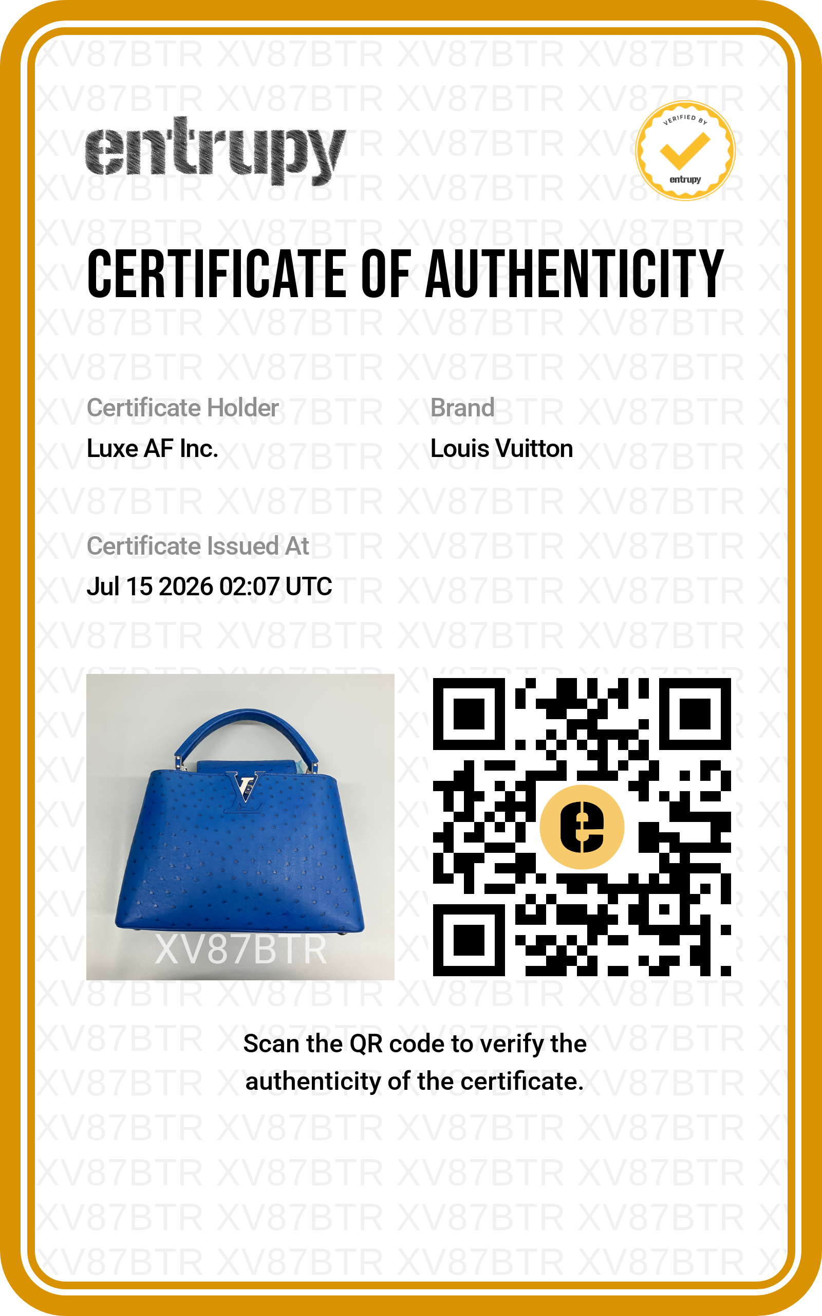 Louis Vuitton Capucines Blue Ostrich Leather Handle Bag LV3345
