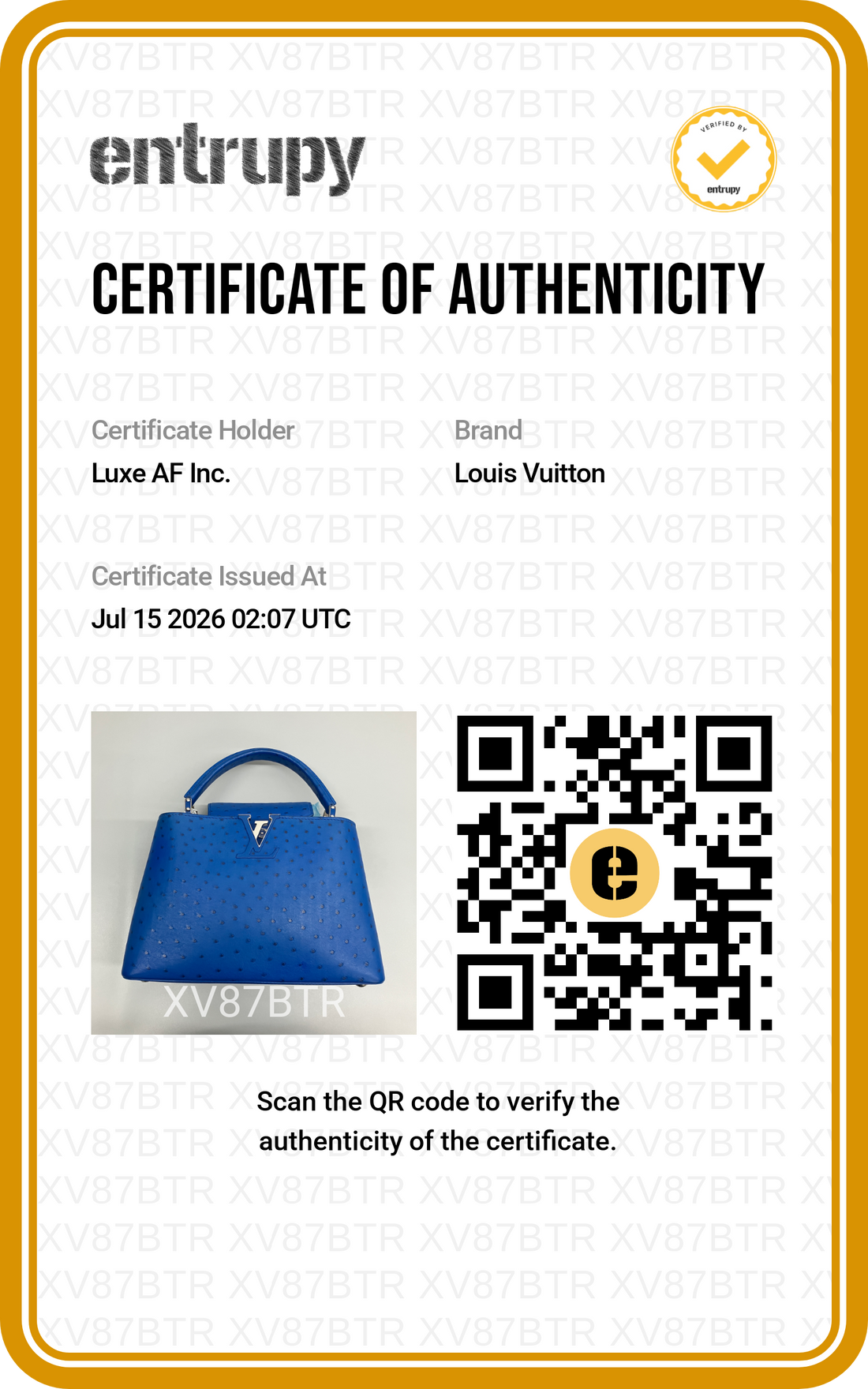 Louis Vuitton Capucines Blue Ostrich Leather Handle Bag LV3345