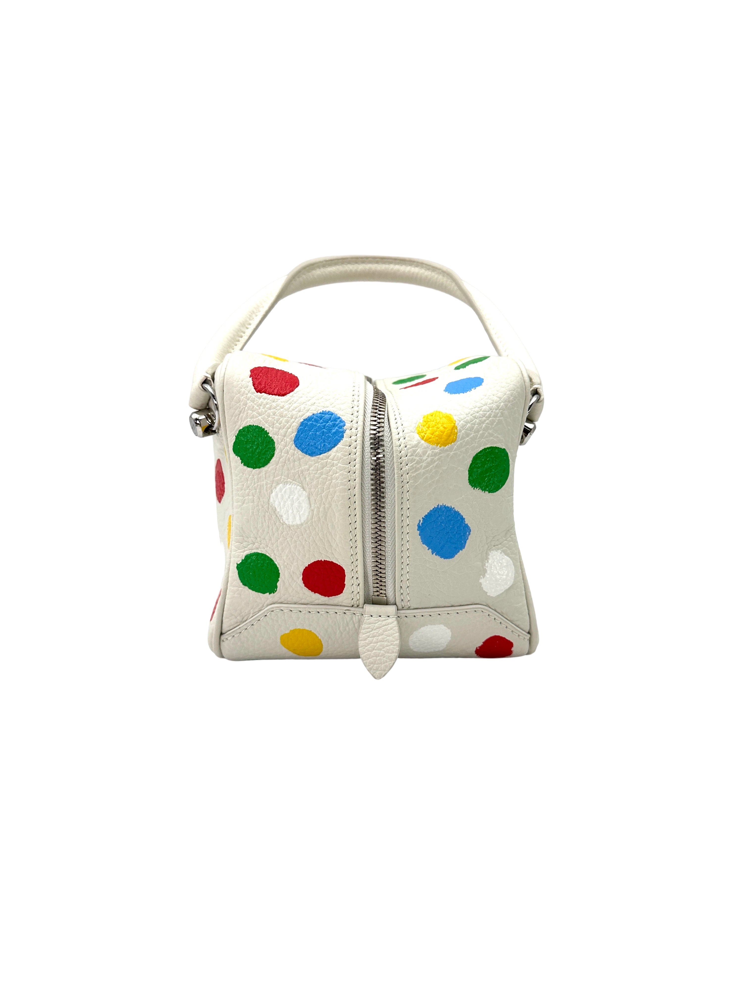 Louis Vuitton x Yayoi Kusama White Monogram Painted Dots Leather Cube Bag LV3346
