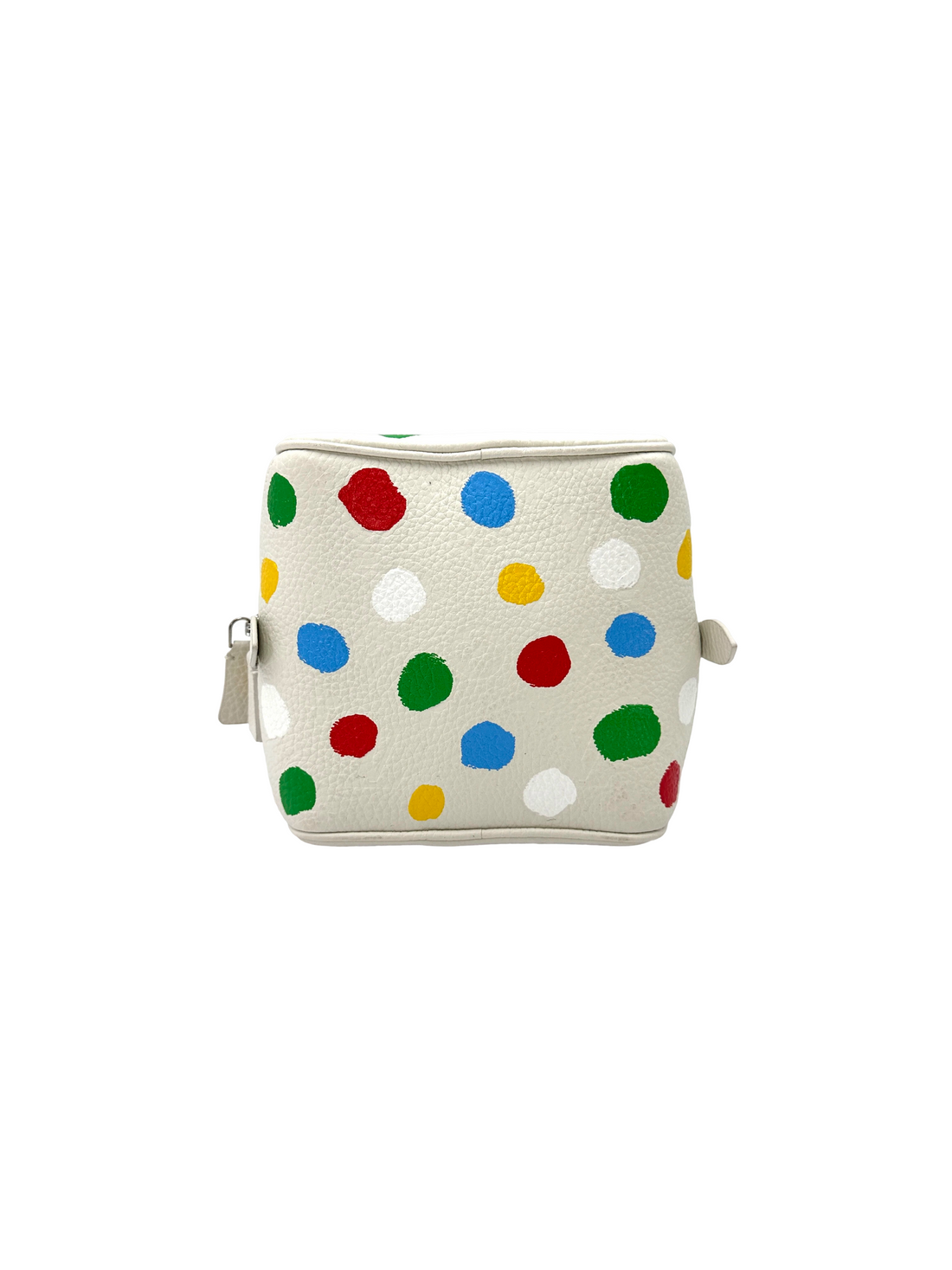 Louis Vuitton x Yayoi Kusama White Monogram Painted Dots Leather Cube Bag LV3346