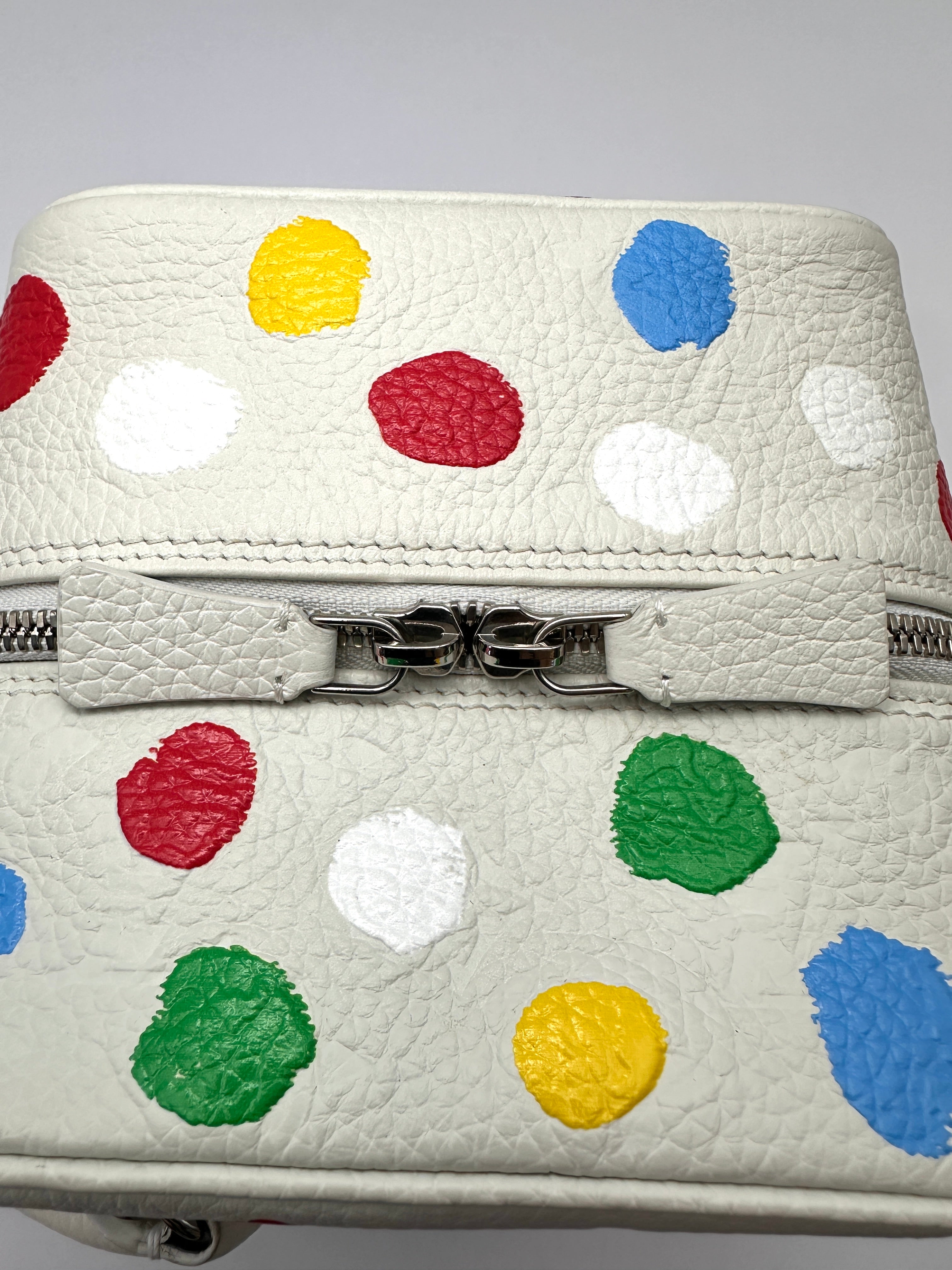 Louis Vuitton x Yayoi Kusama White Monogram Painted Dots Leather Cube Bag LV3346