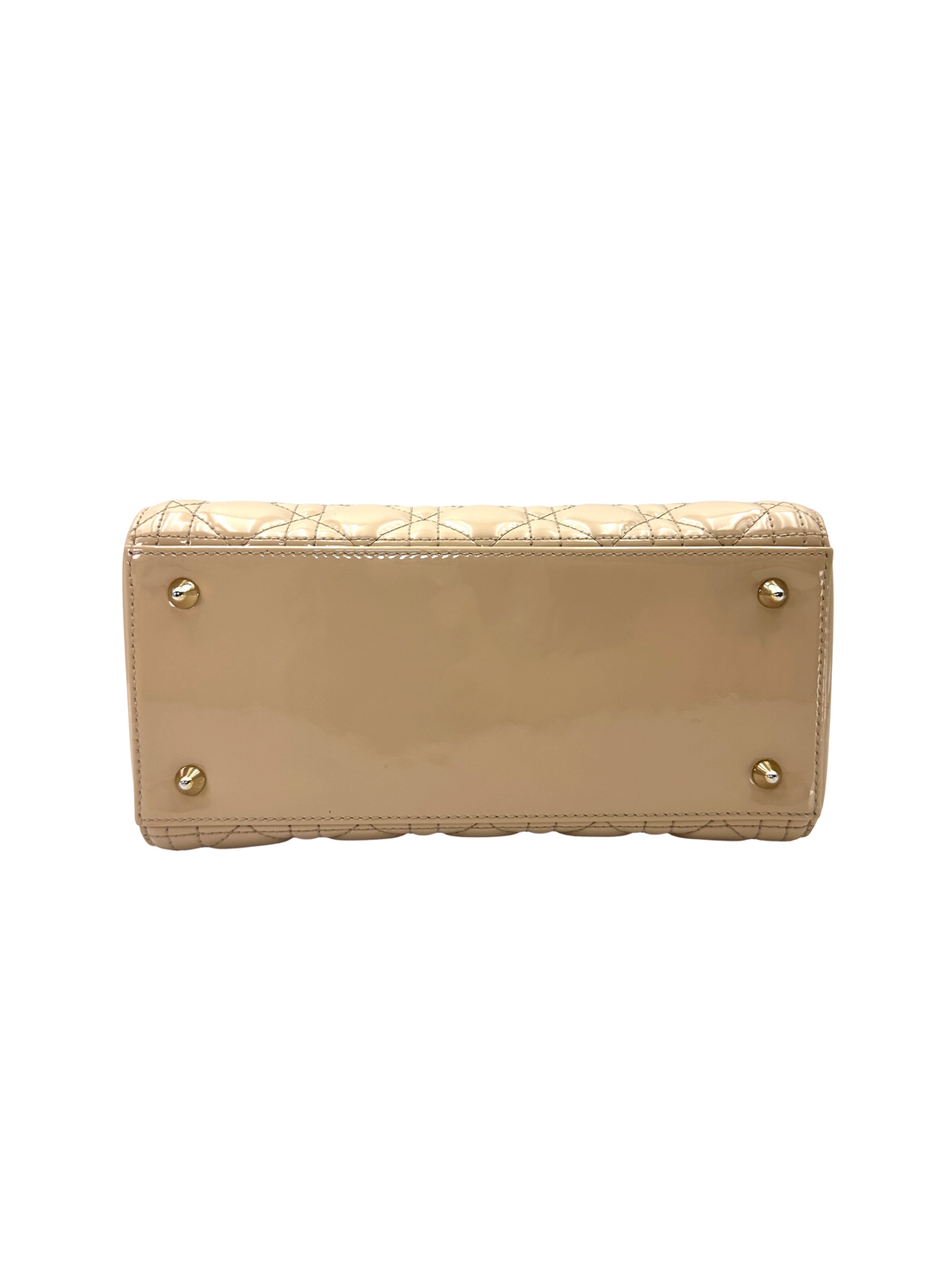 Christian Dior Lady Dior Beige Cannage Patent Leather Handle Bag DR943