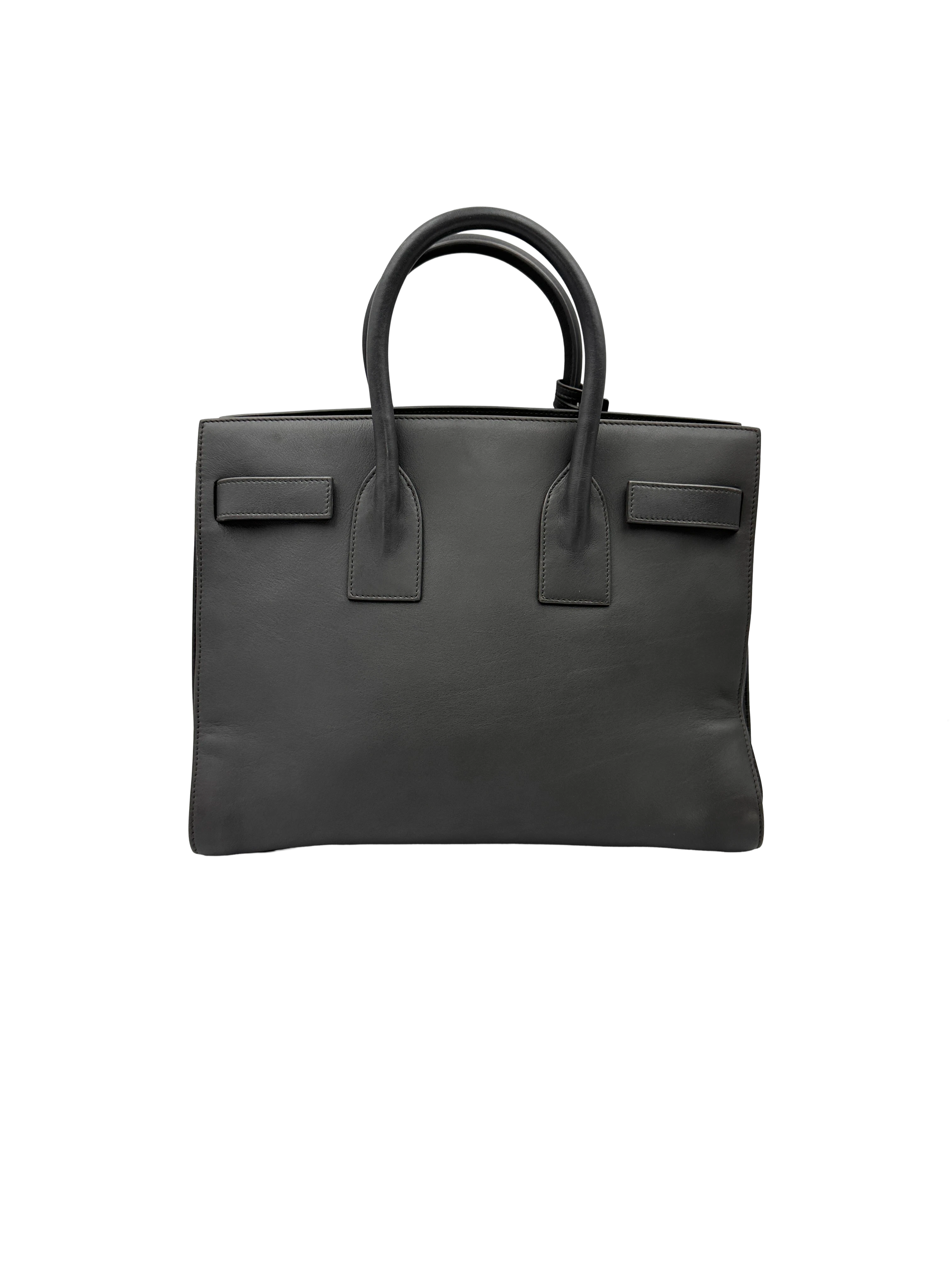 Saint Laurent Sac de Jour Grey Leather Medium Size Handle Bag SL301