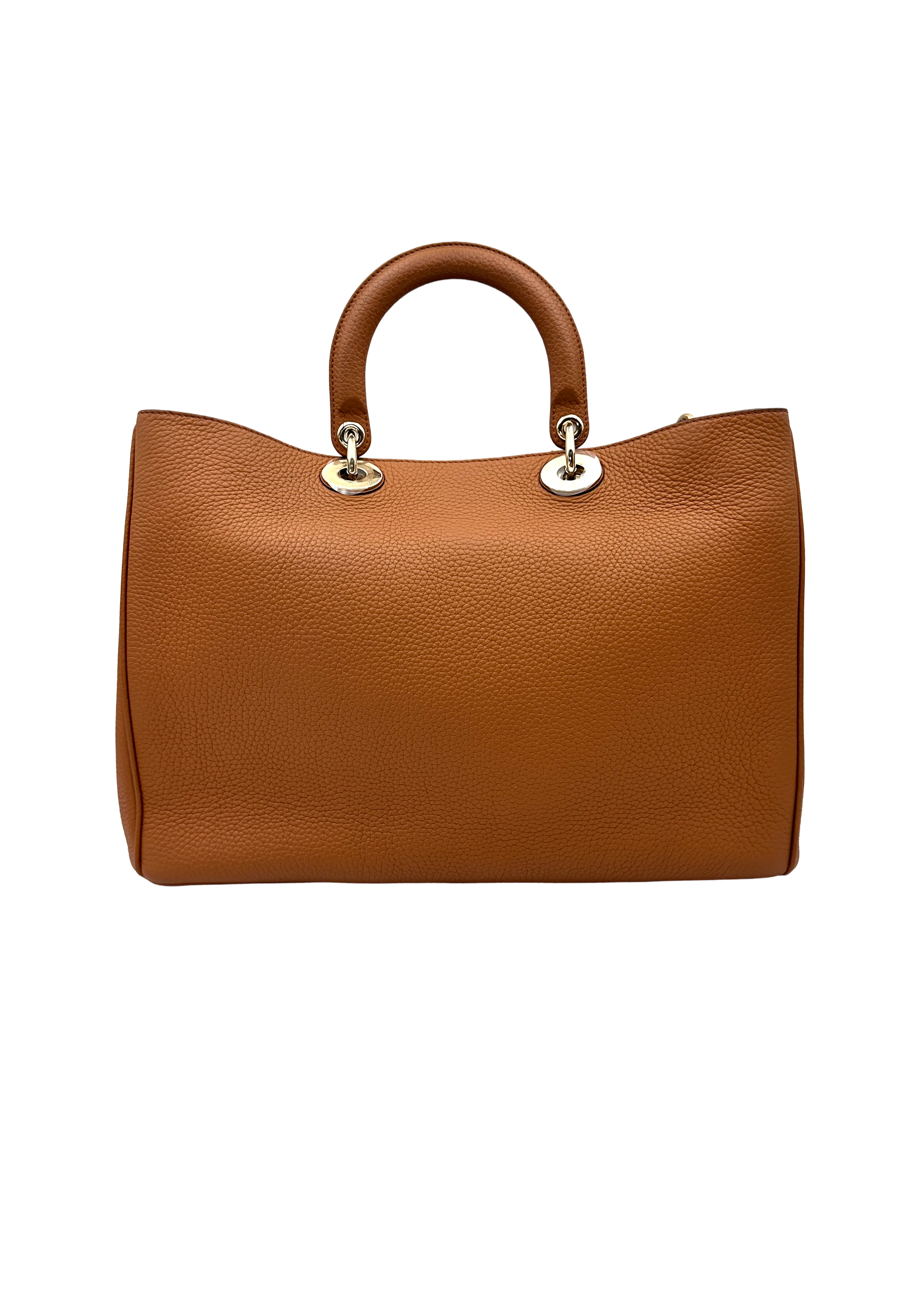 Christian Dior Diorissimo Brown Leather Large Size Handle Bag DR935