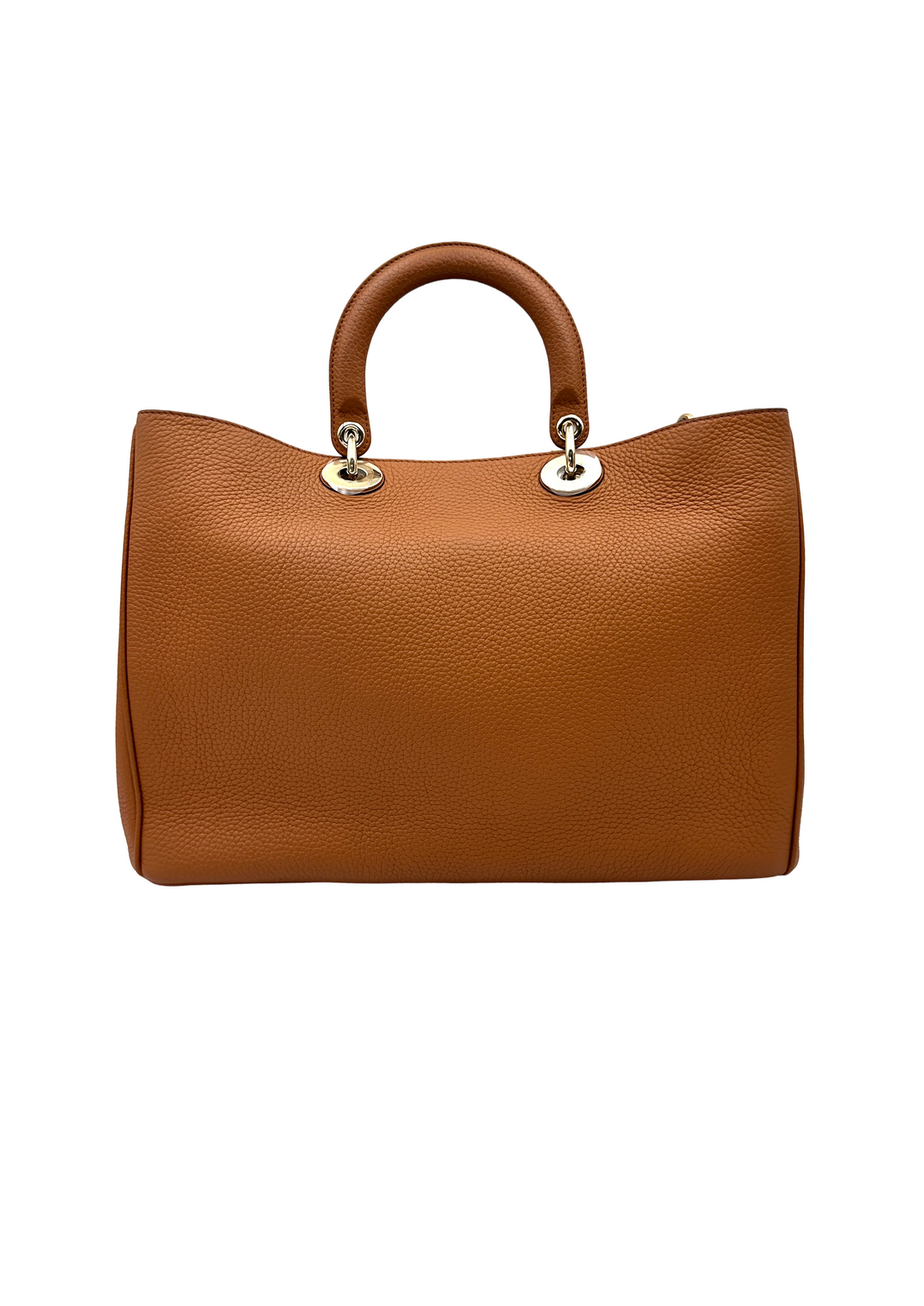 Christian Dior Diorissimo Brown Leather Large Size Handle Bag DR935