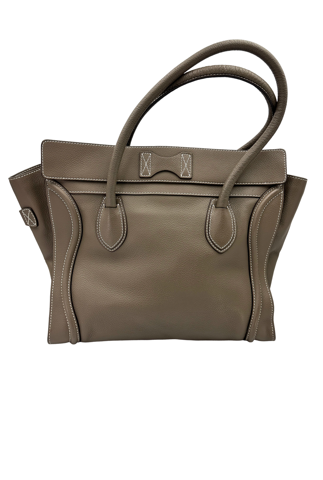 Celine Luggage Grey Leather Large Size Handle Bag CE194