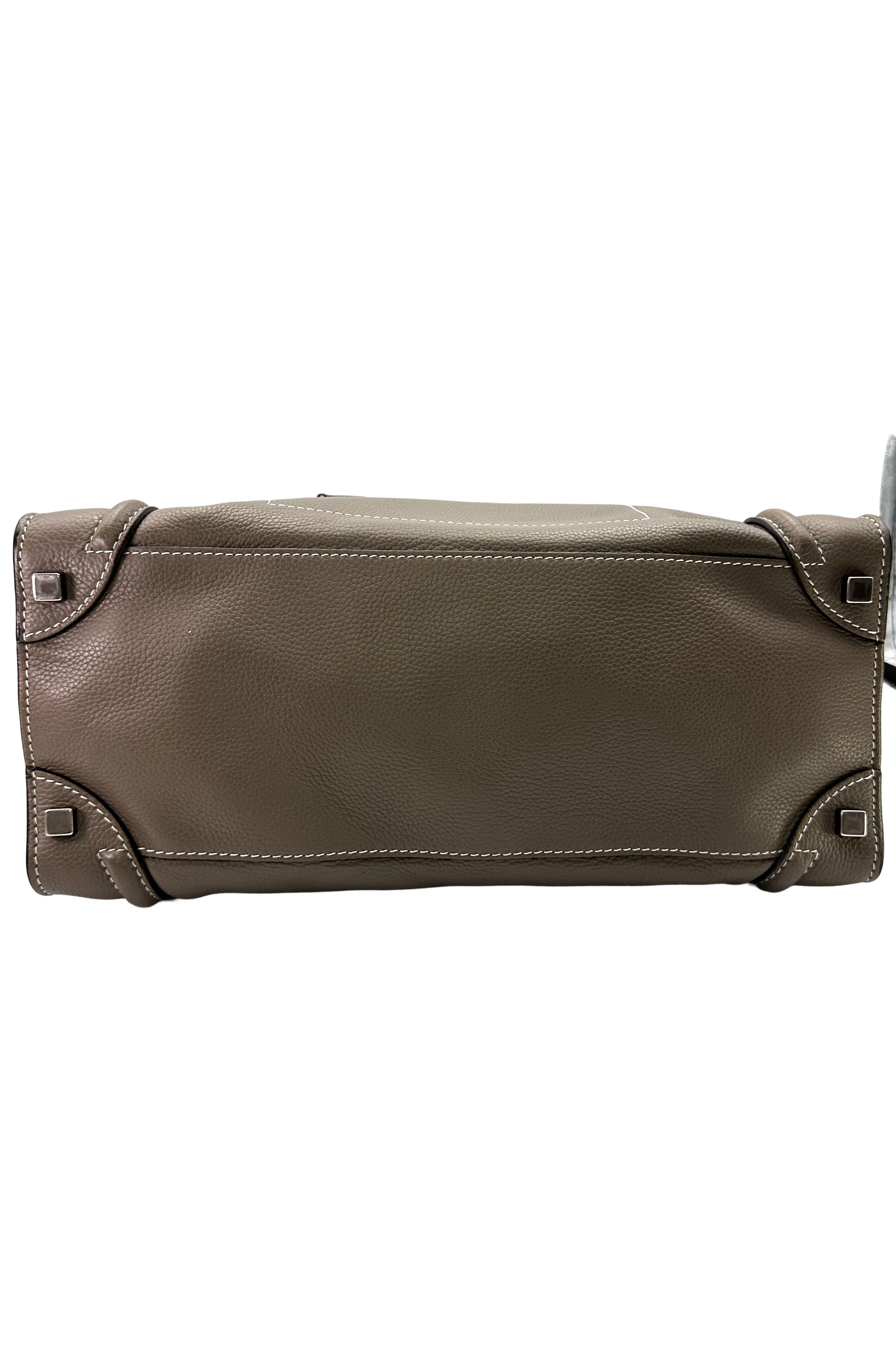 Celine Luggage Grey Leather Large Size Handle Bag CE194