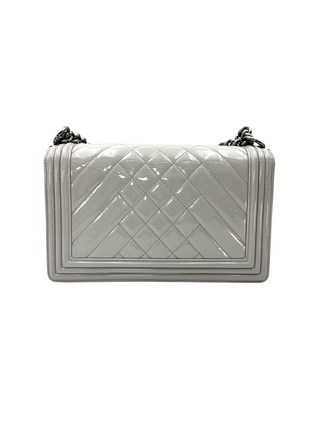 Chanel LeBoy Grey Quilted Patent Leather Flap Bag(19***57) CC2601