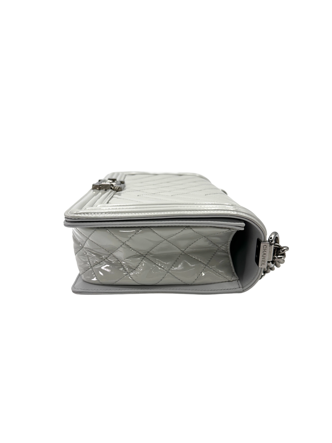 Chanel LeBoy Grey Quilted Patent Leather Flap Bag(19***57) CC2601
