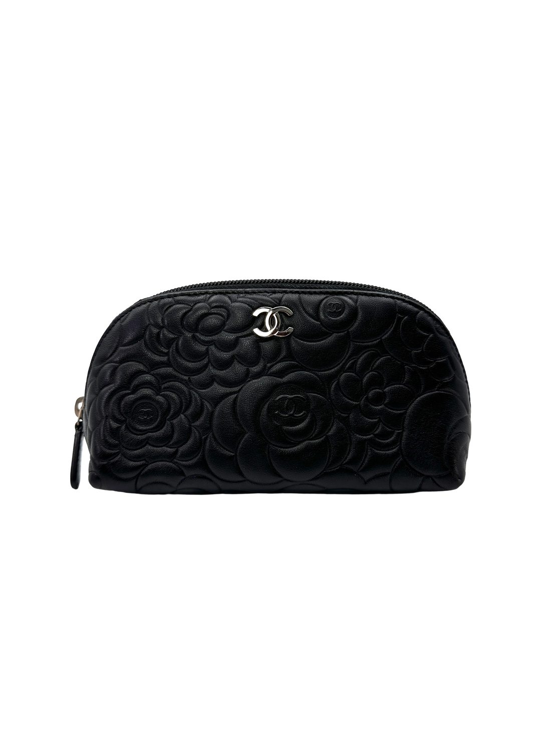 Chanel Black Camellia Embossed Leather Pouch(16***24) CC2583