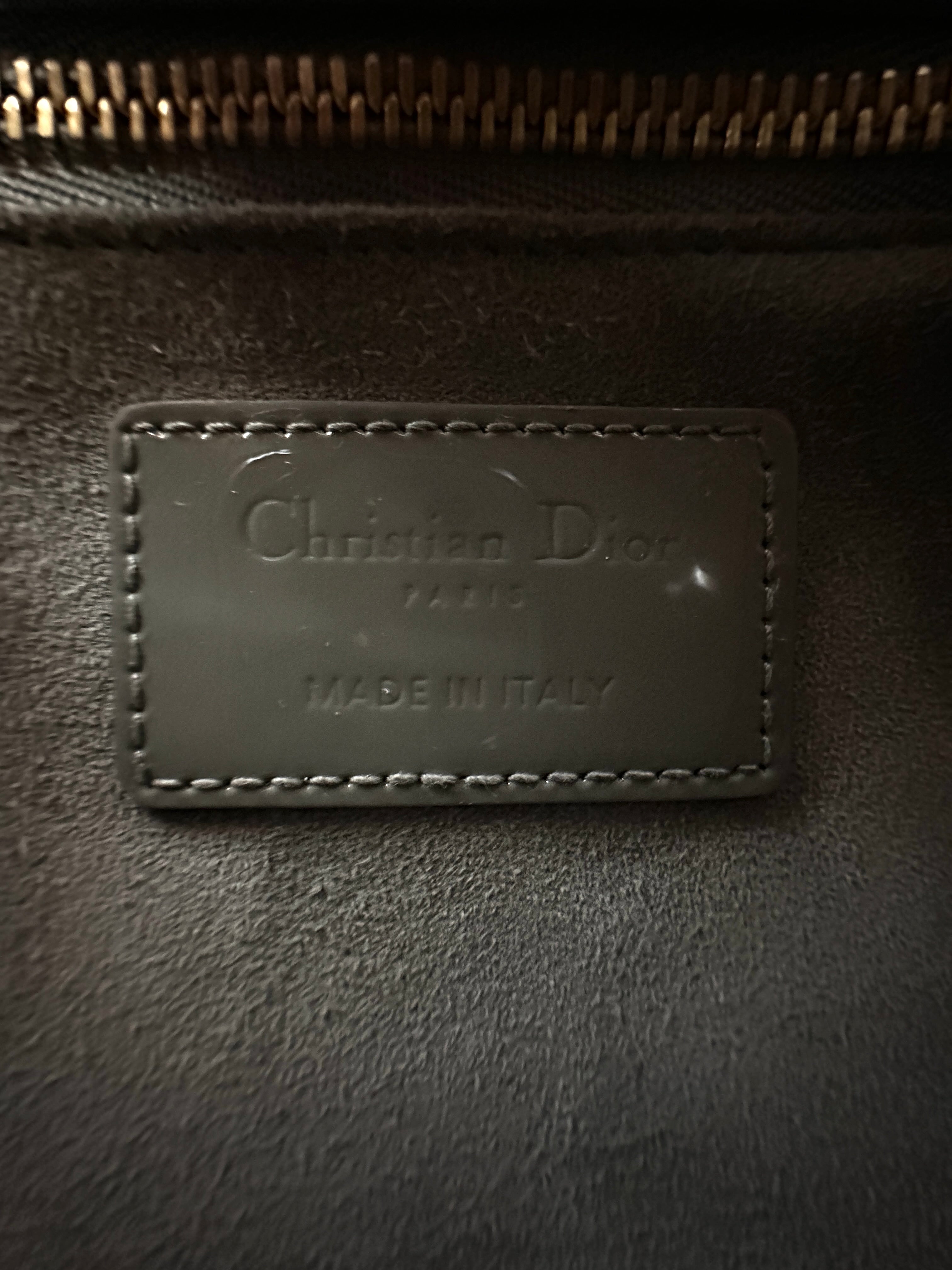 Christian Dior Lady Dior Green Cannage Patent Leather Handle Bag DR942