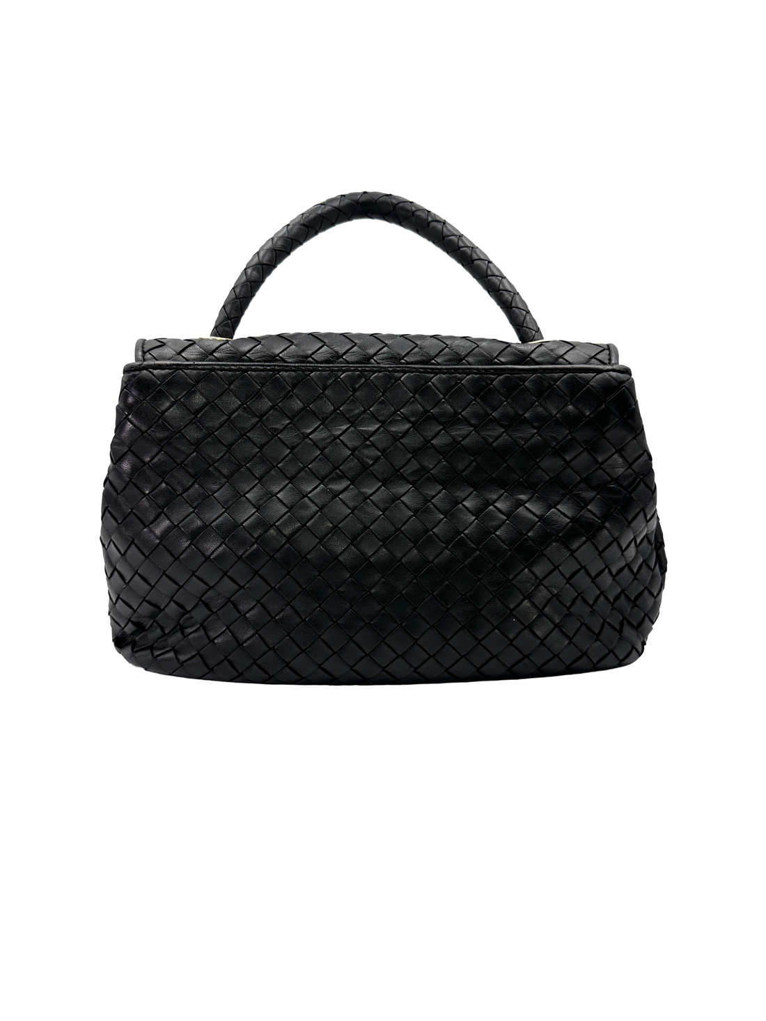 Bottega Veneta Black Intrecciato Leather Top Handle Bag BV146