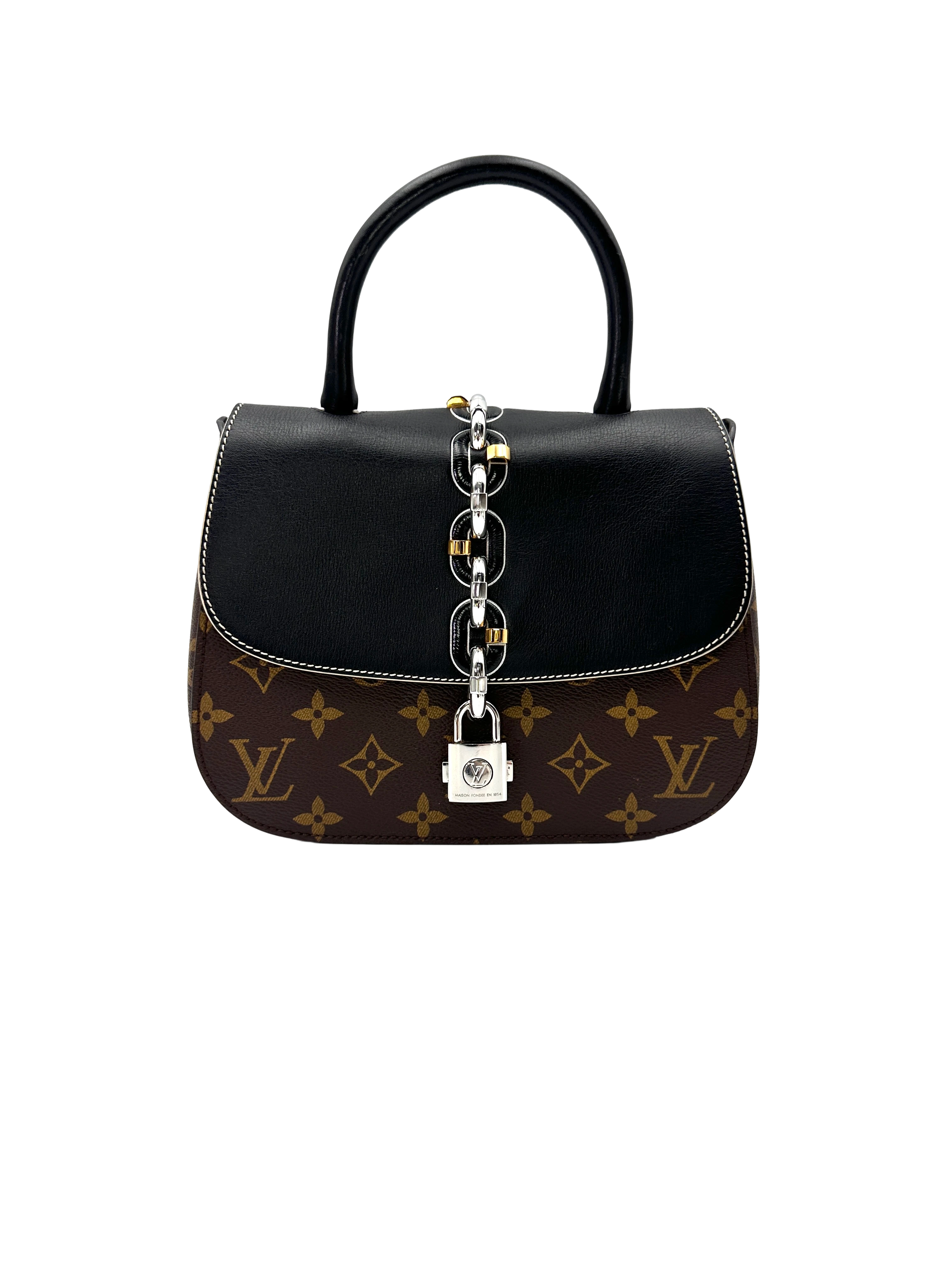 Louis Vuitton Chain-It Monogram Canvas & Black Leather Handle Bag LV3348