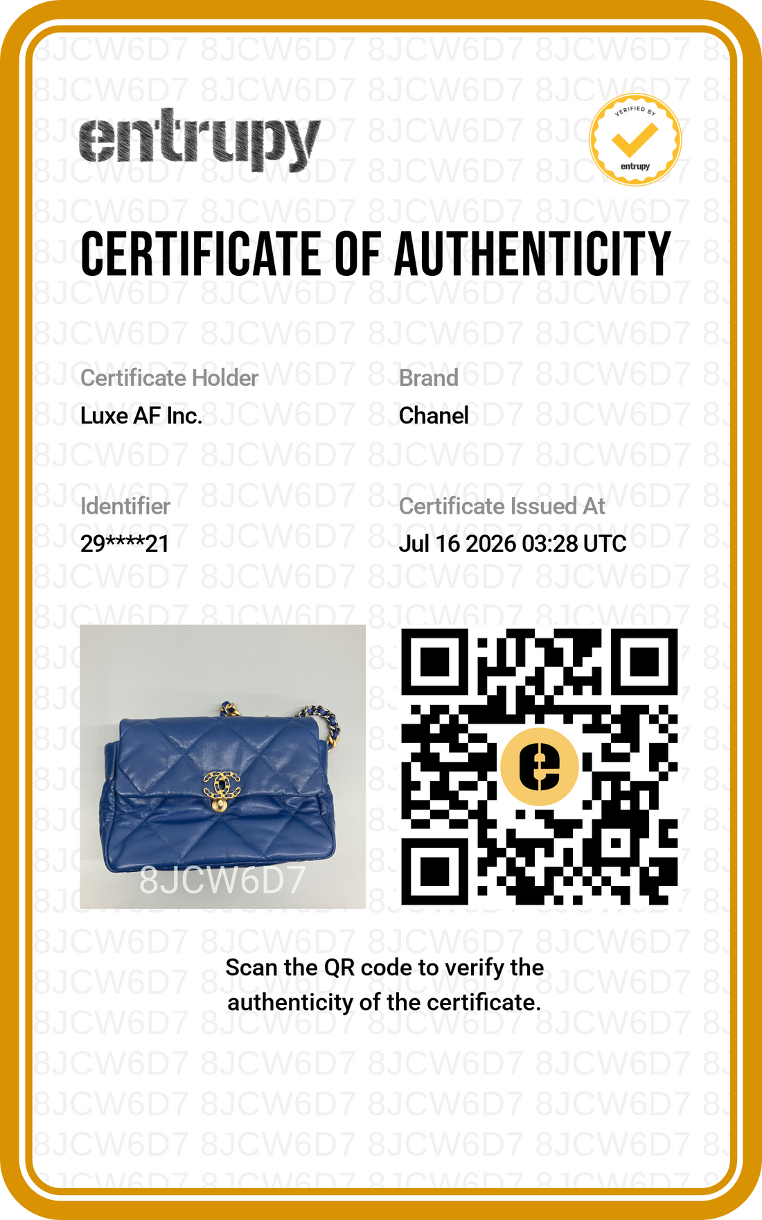Chanel 19Bag Blue Quilted Leather Shoulder Bag(29***21) CC2580