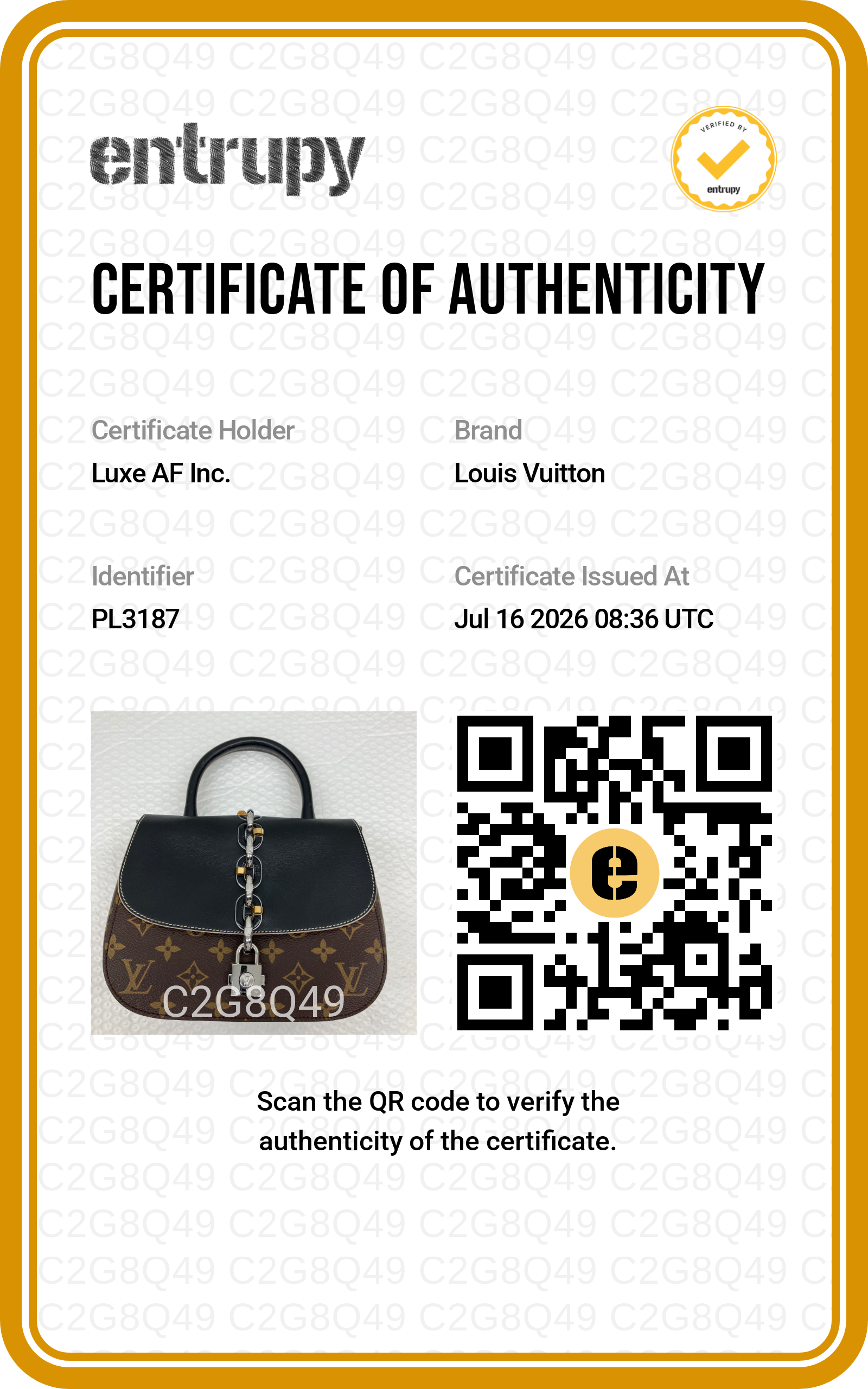 Louis Vuitton Chain-It Monogram Canvas & Black Leather Handle Bag LV3348