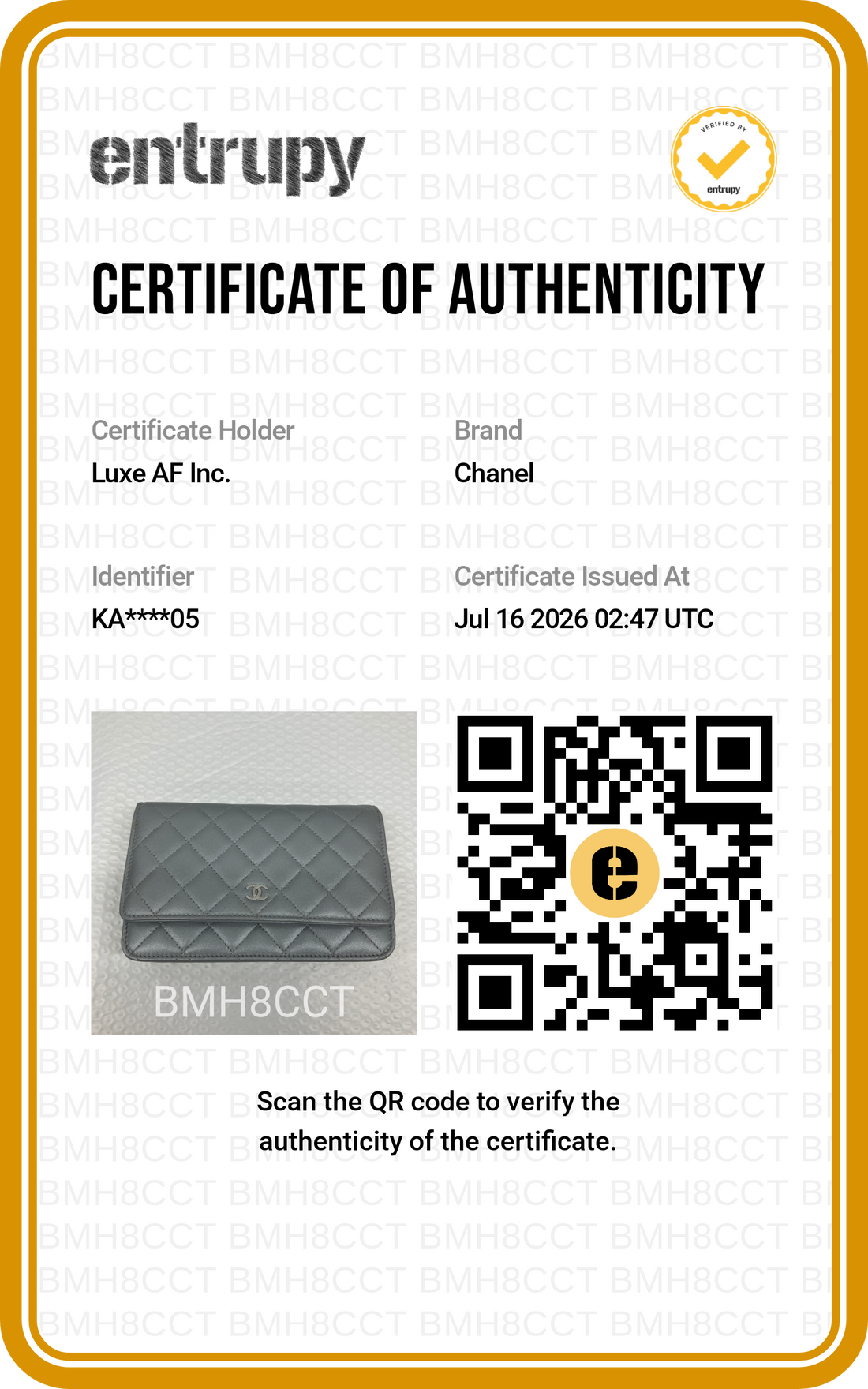 Chanel Iridescent Quilted Leather Wallet On Chain(KA***05) CC2582