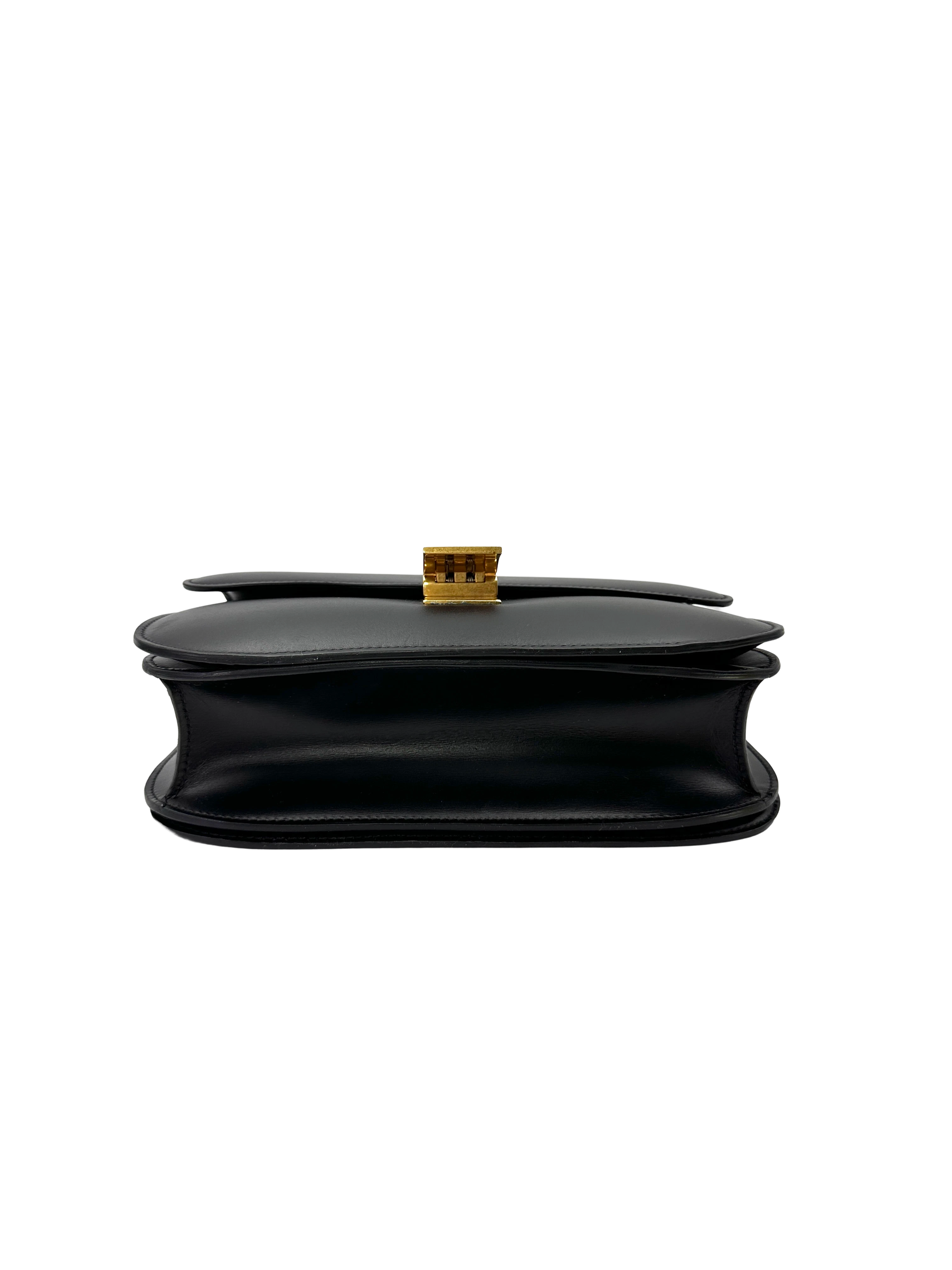 Celine Classic Box Black Smooth Leather Shoulder Bag CE196