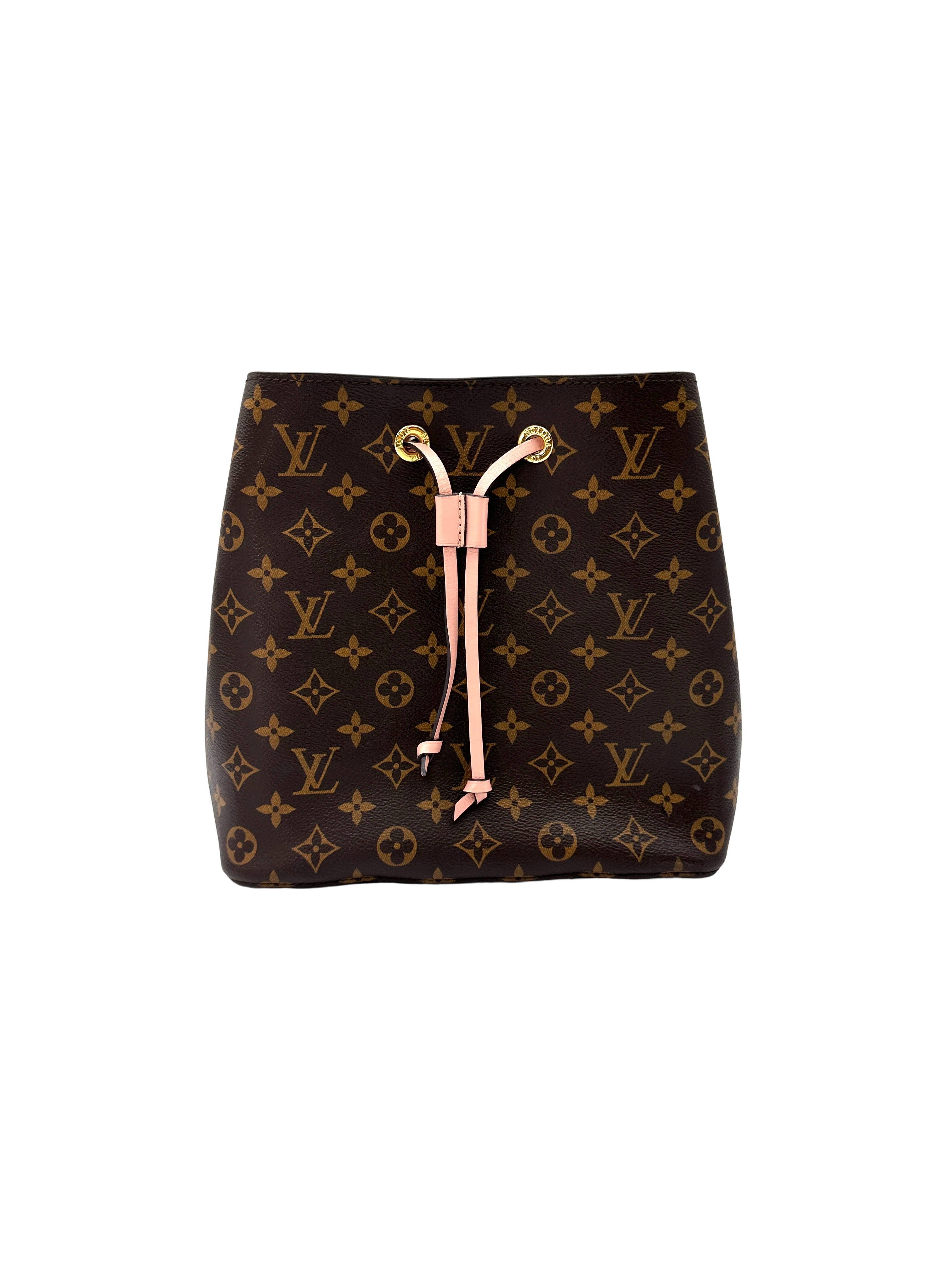 Louis Vuitton Neonoe Monogram Canvas Bucket Bag With Pink Drawstring LV3357