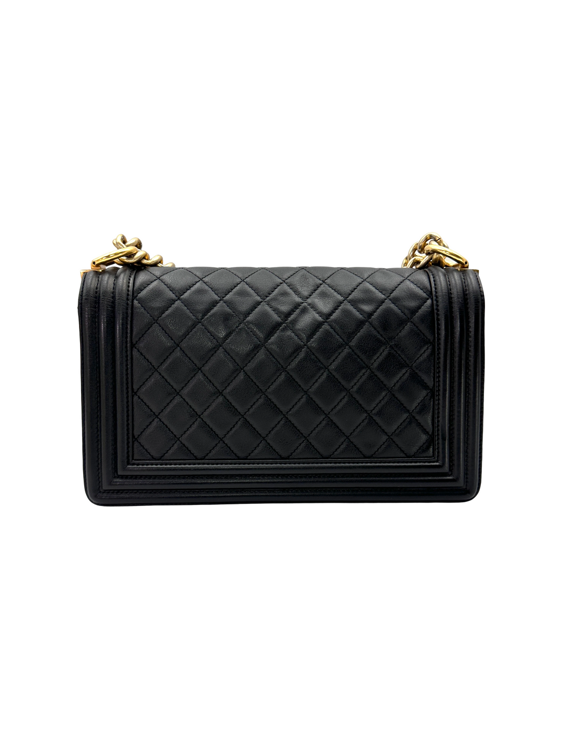 Chanel LeBoy Black Quilted Leather Medium Size Flap Bag With Gold Buckle(20***50) CC2588