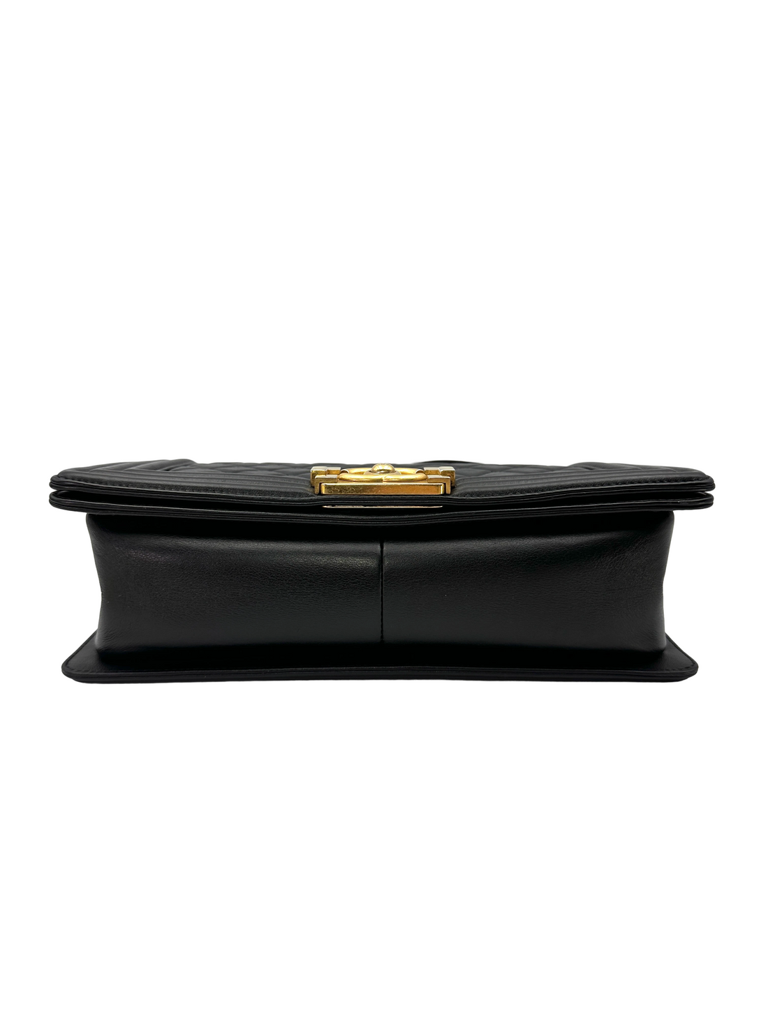 Chanel LeBoy Black Quilted Leather Medium Size Flap Bag With Gold Buckle(20***50) CC2588