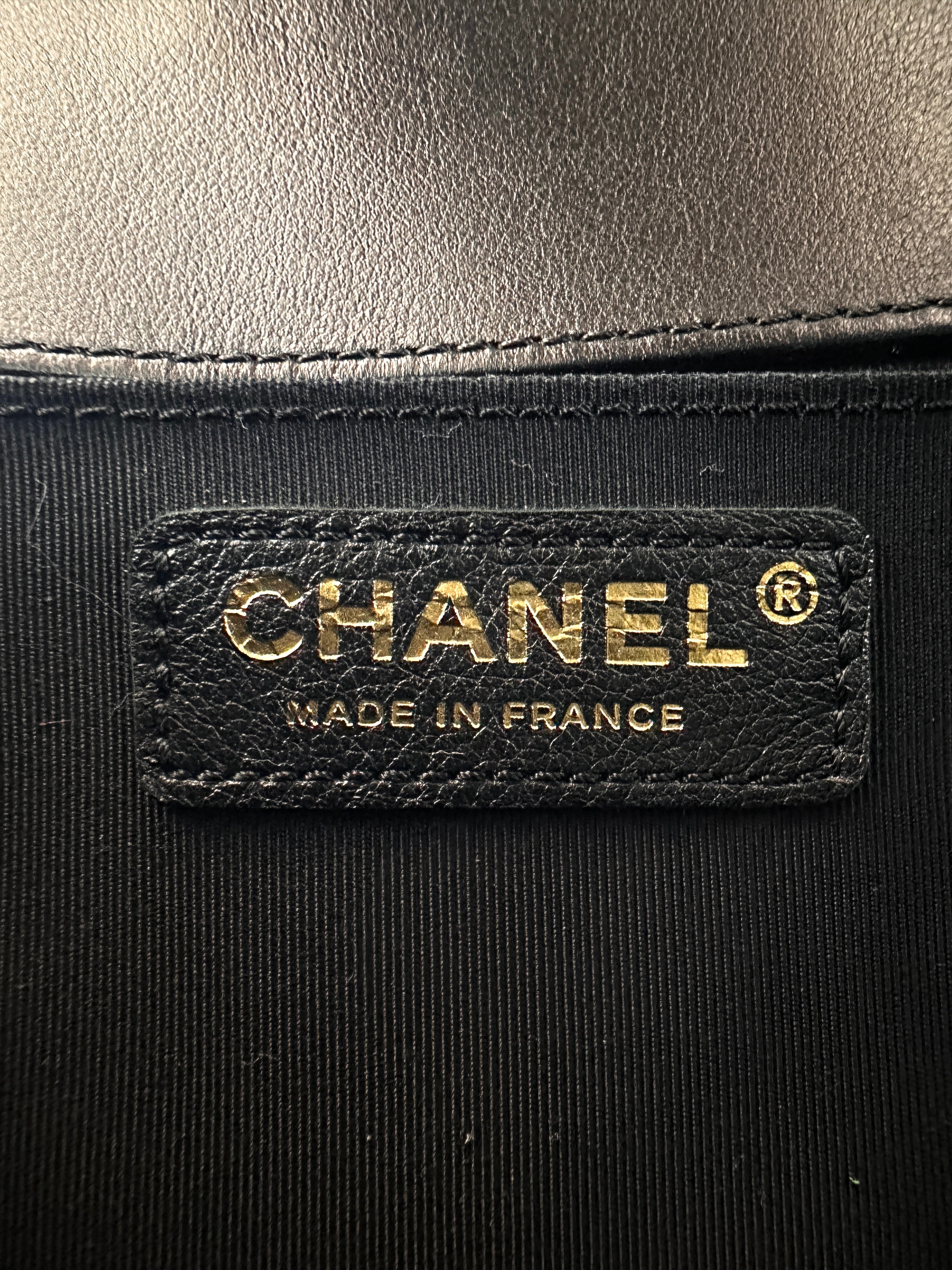Chanel LeBoy Black Quilted Leather Medium Size Flap Bag With Gold Buckle(20***50) CC2588
