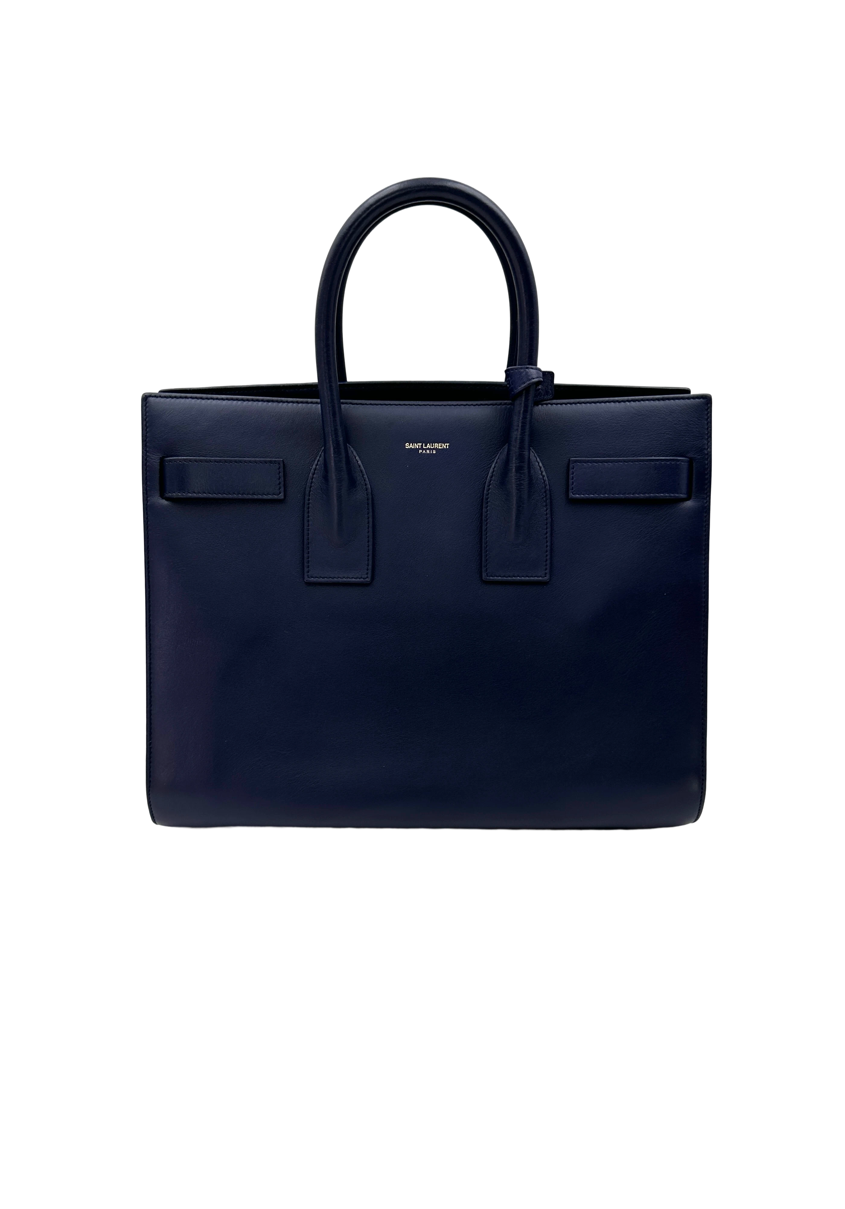 Saint Laurent Sac de Jour Navy Leather Handle Bag SL305