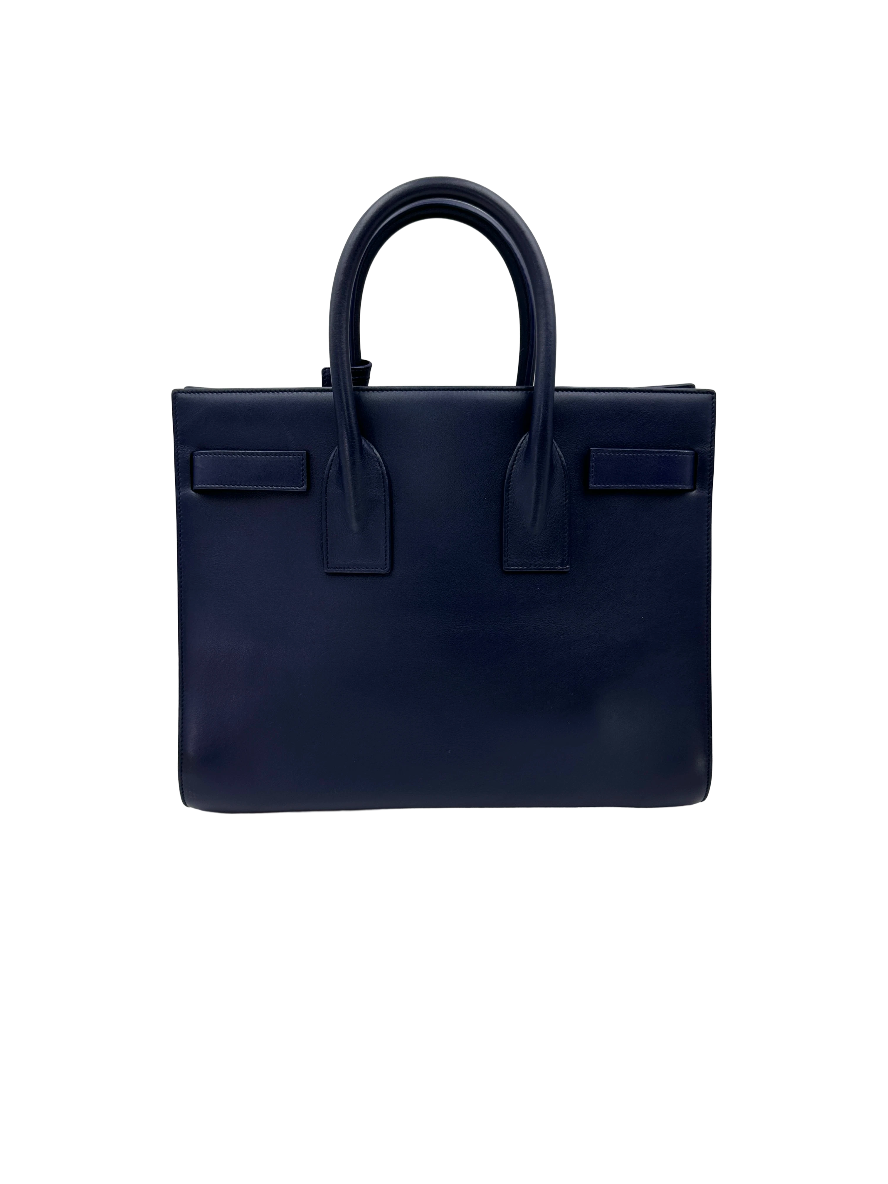 Saint Laurent Sac de Jour Navy Leather Handle Bag SL305