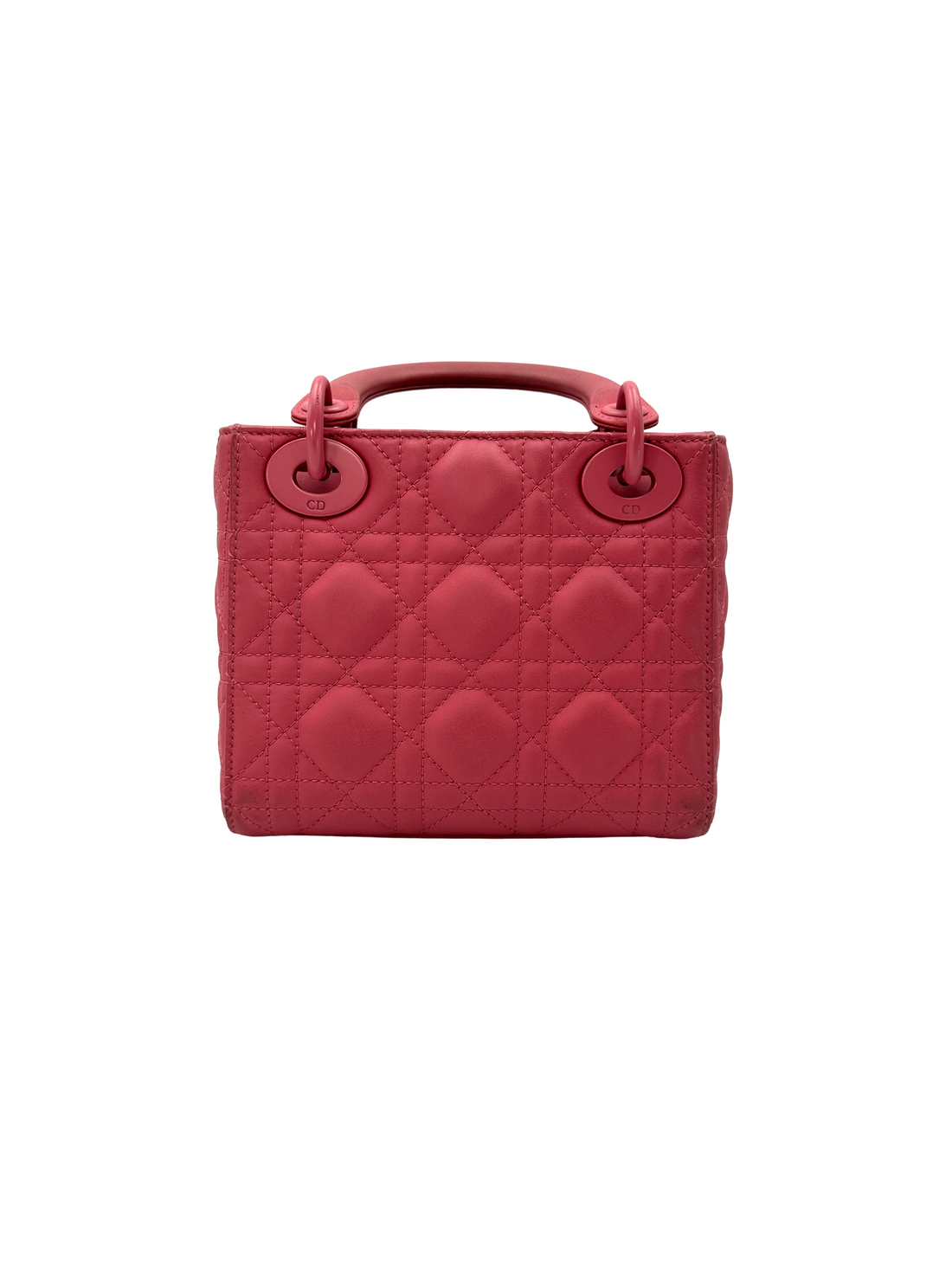 Christian Dior Lady Dior Pink Cannage Leather Handle Bag With Tonal Charms DR936