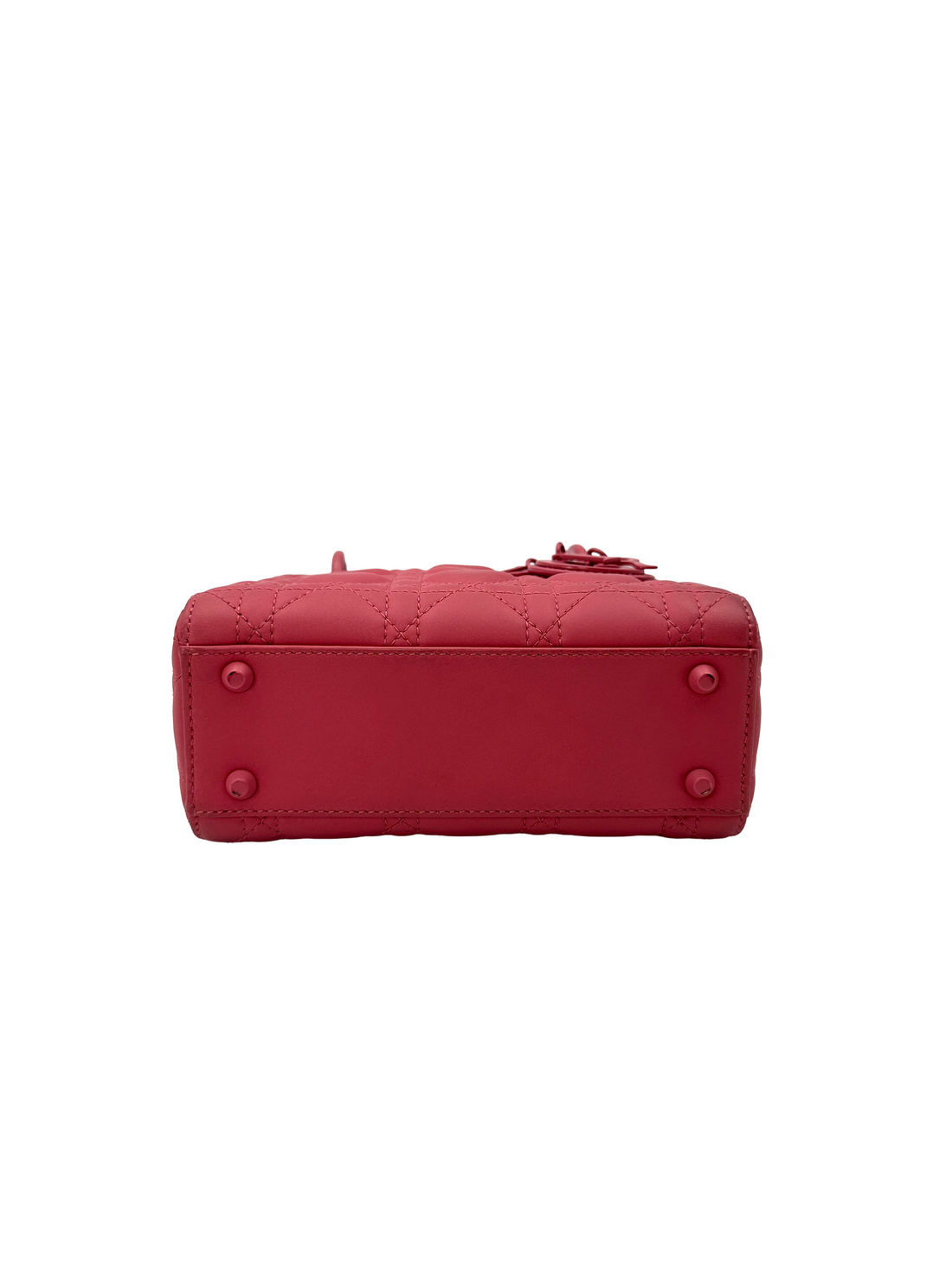 Christian Dior Lady Dior Pink Cannage Leather Handle Bag With Tonal Charms DR936