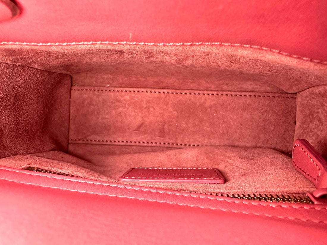 Christian Dior Lady Dior Pink Cannage Leather Handle Bag With Tonal Charms DR936