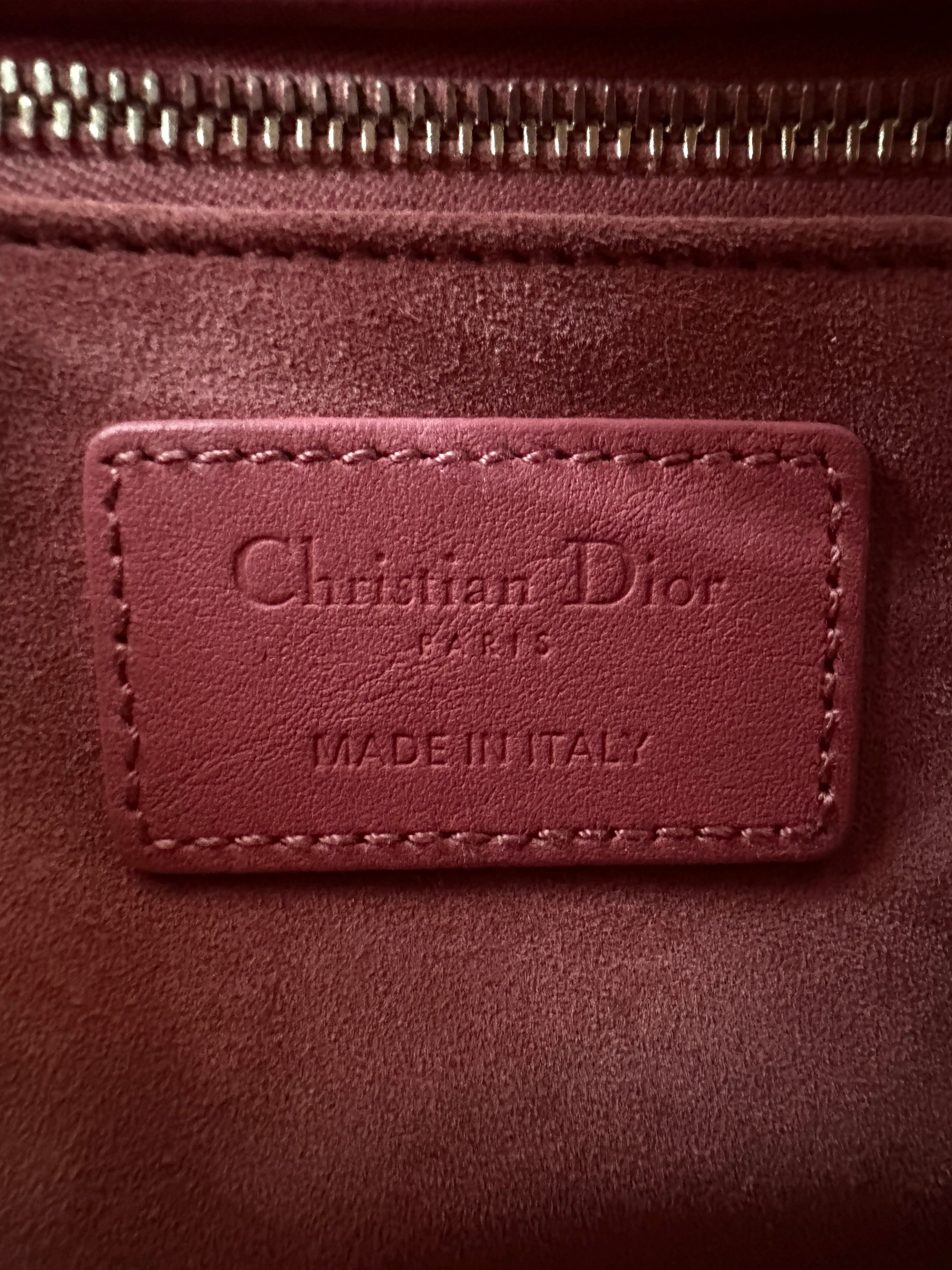 Christian Dior Lady Dior Pink Cannage Leather Handle Bag With Tonal Charms DR936