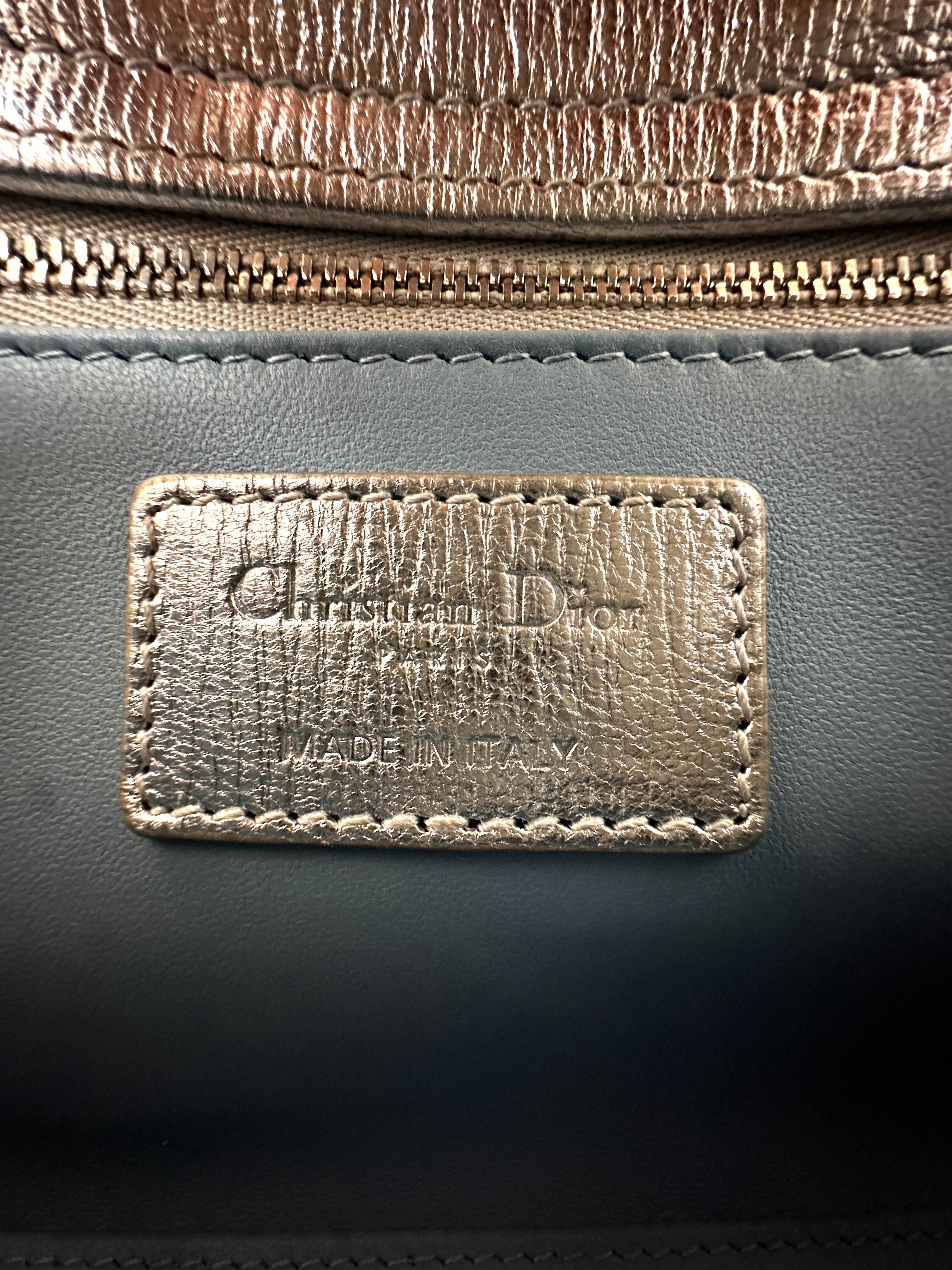 Christian Dior Lady Dior Silver Cannage Leather Handle Bag DR939